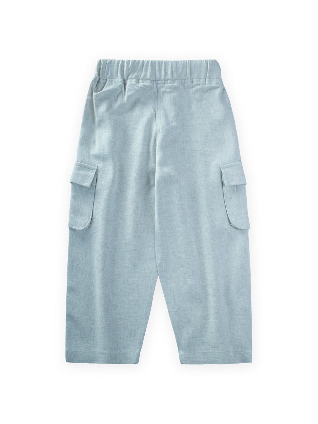 Mavi Kız Çocuk Keten Pantolon-1