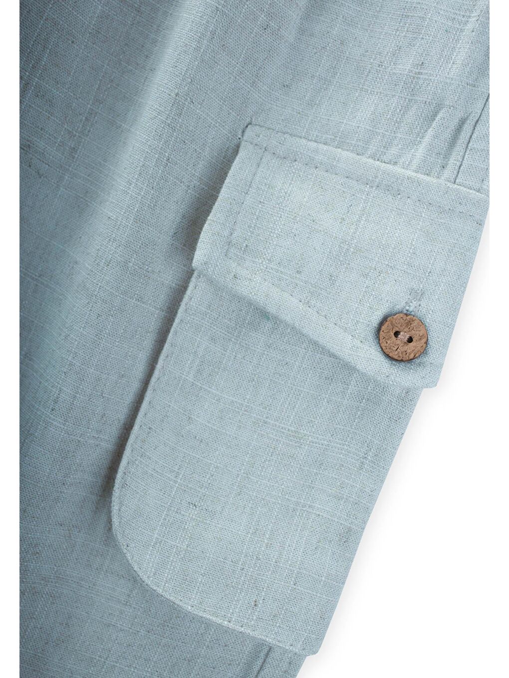 Mavi Kız Çocuk Keten Pantolon-2