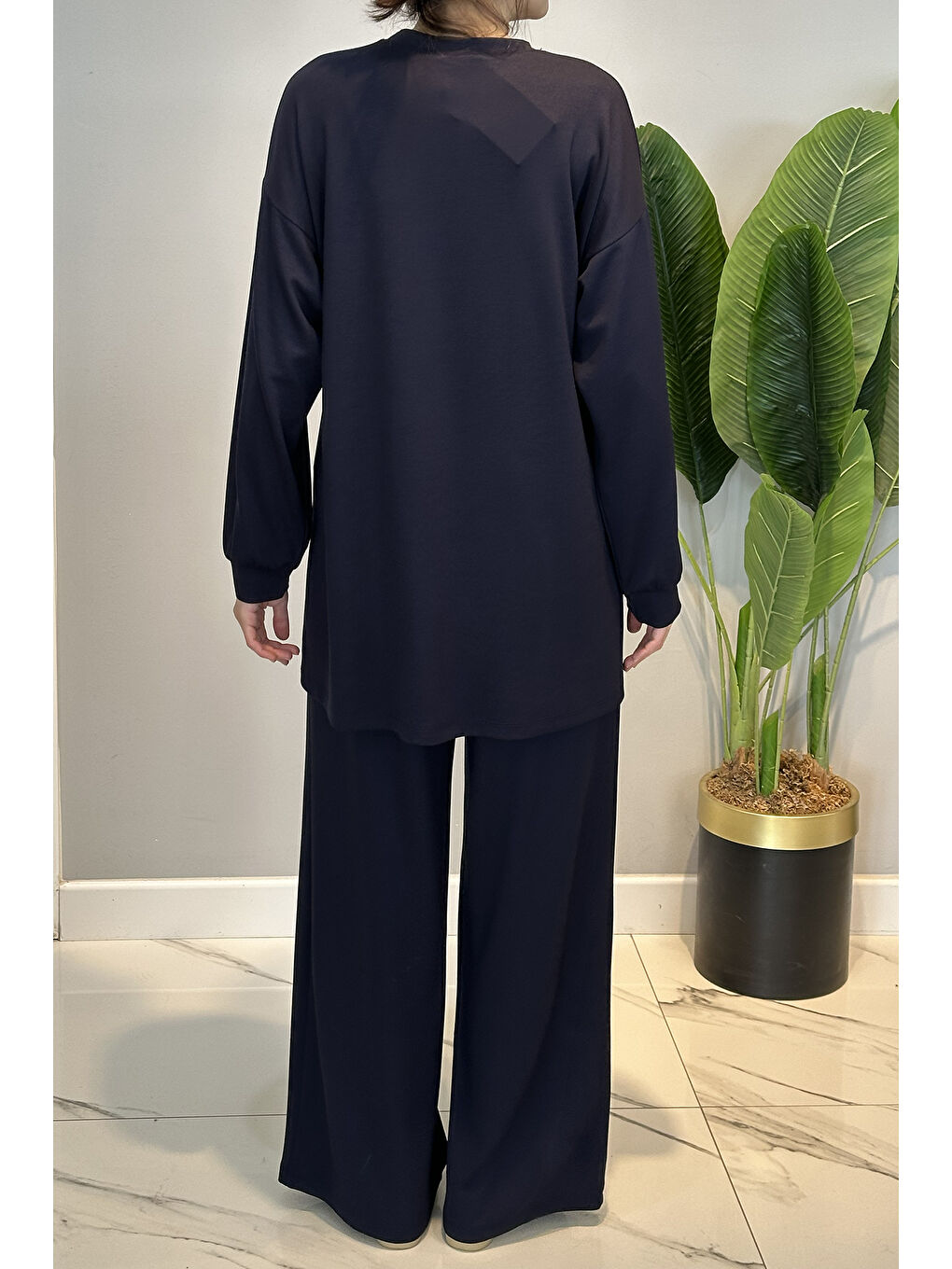 Örme Modal Pantolonlu Takım 19590 Lacivert-3