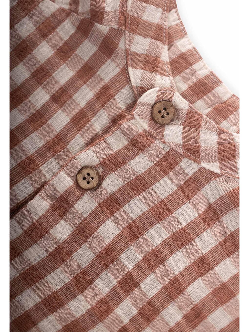 Kahverengi Pöti Kare Desenli Gömlek 1-8 Yaş A Kahve-2