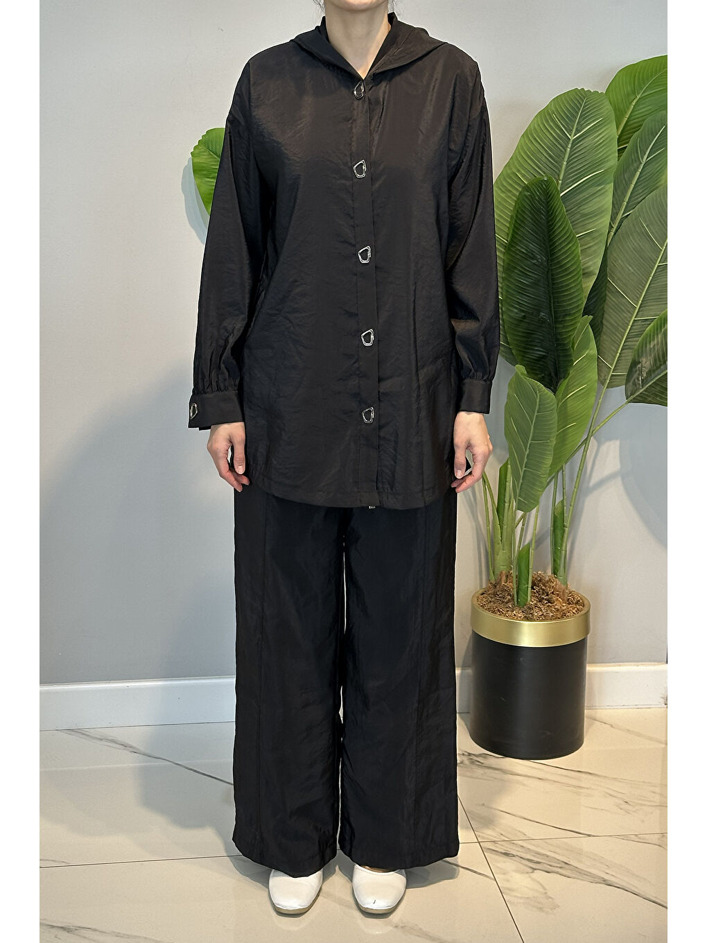 Çıt Çıt Detay Pantolon Takım 19534 Siyah-1