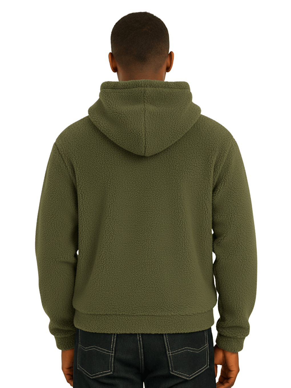 Haki Genıus Store Erkek Kapüşonlu Polar Sherpa Kuzu Kumaş İçi Şardonlu Kapüşonlu Sweatshırt SHERPA-KAP-1