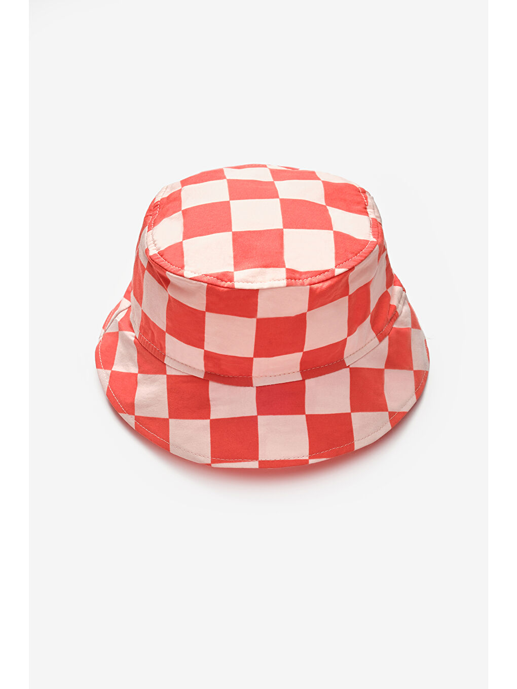 Kırmızı  Dama Desenli Çocuk Bucket Şapka