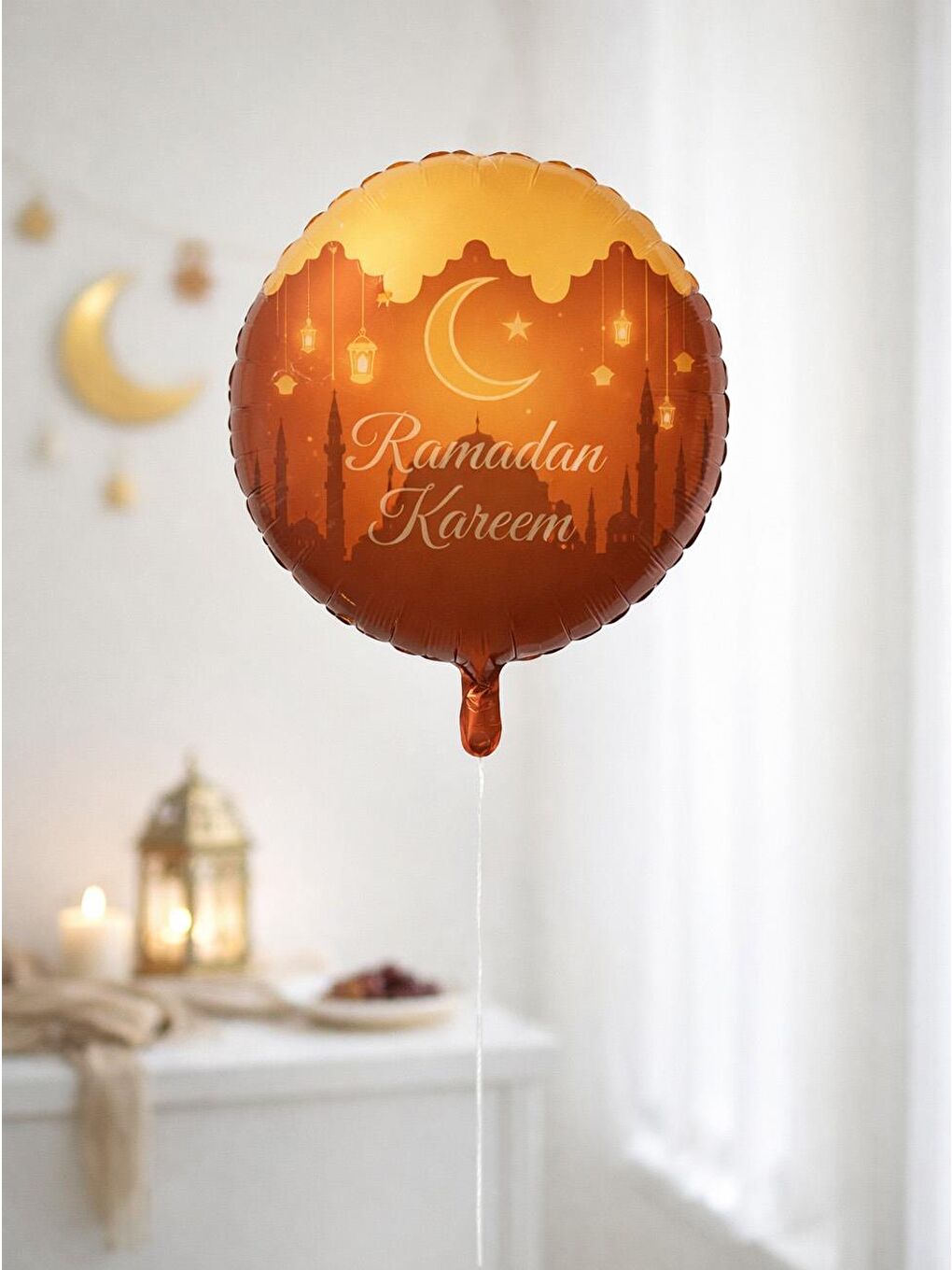 Turuncu Ramazan Dekorasyonu 18 İnç Ramadan Kareem Folyo Balon