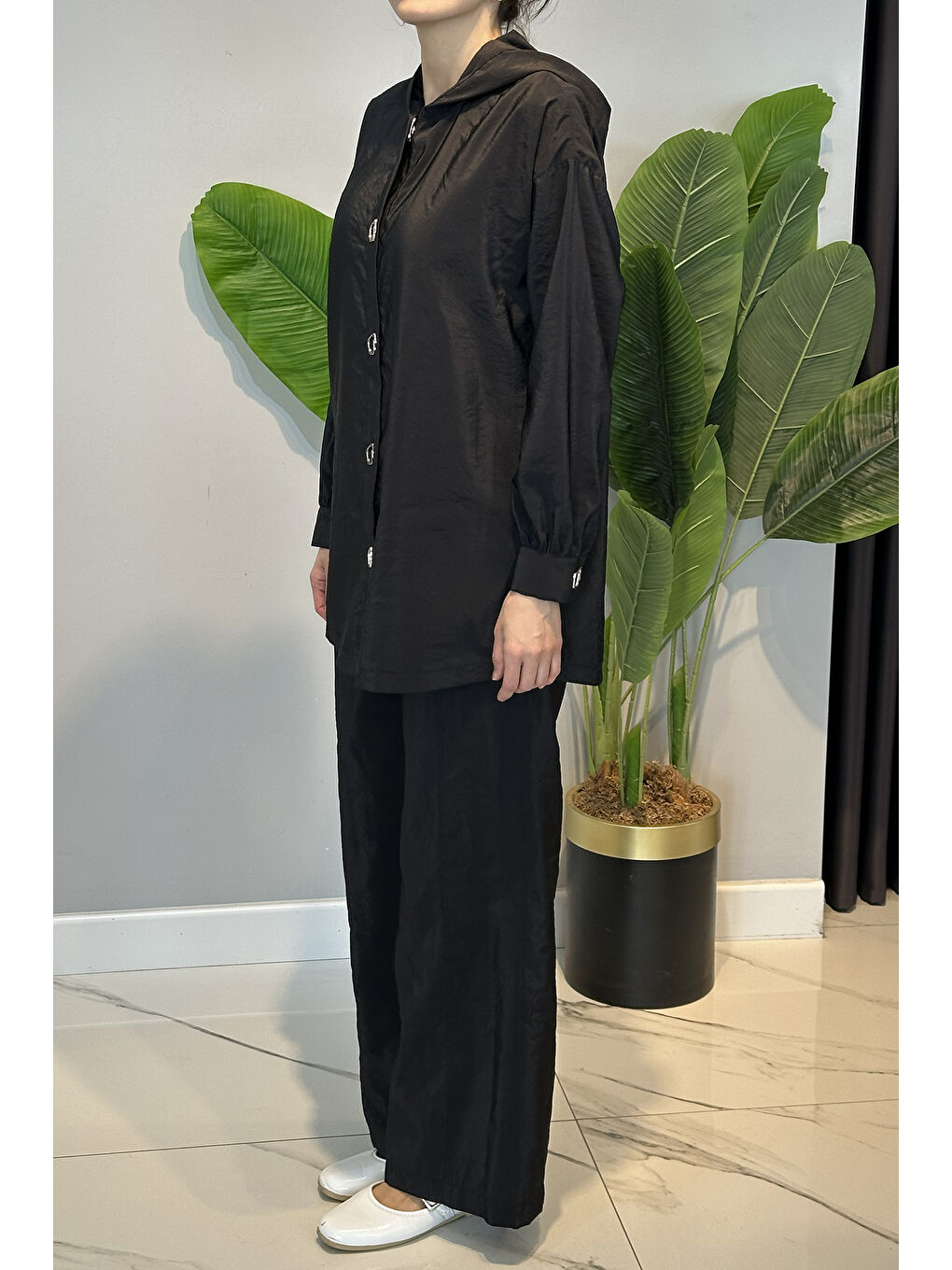 Çıt Çıt Detay Pantolon Takım 19534 Siyah-2