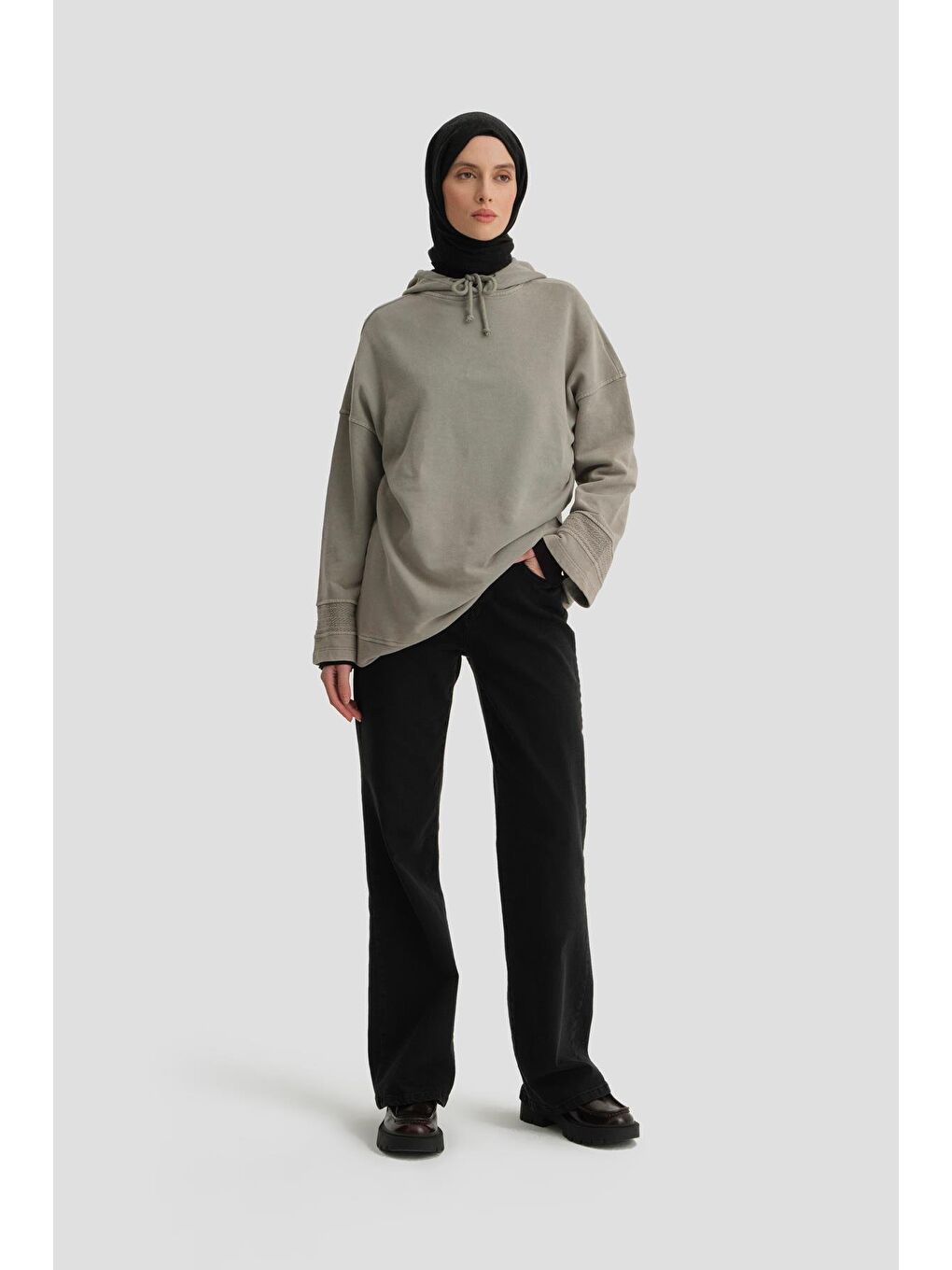 Karışık Yıkama Efektli Sweat 24Kd6804 Vizon-2