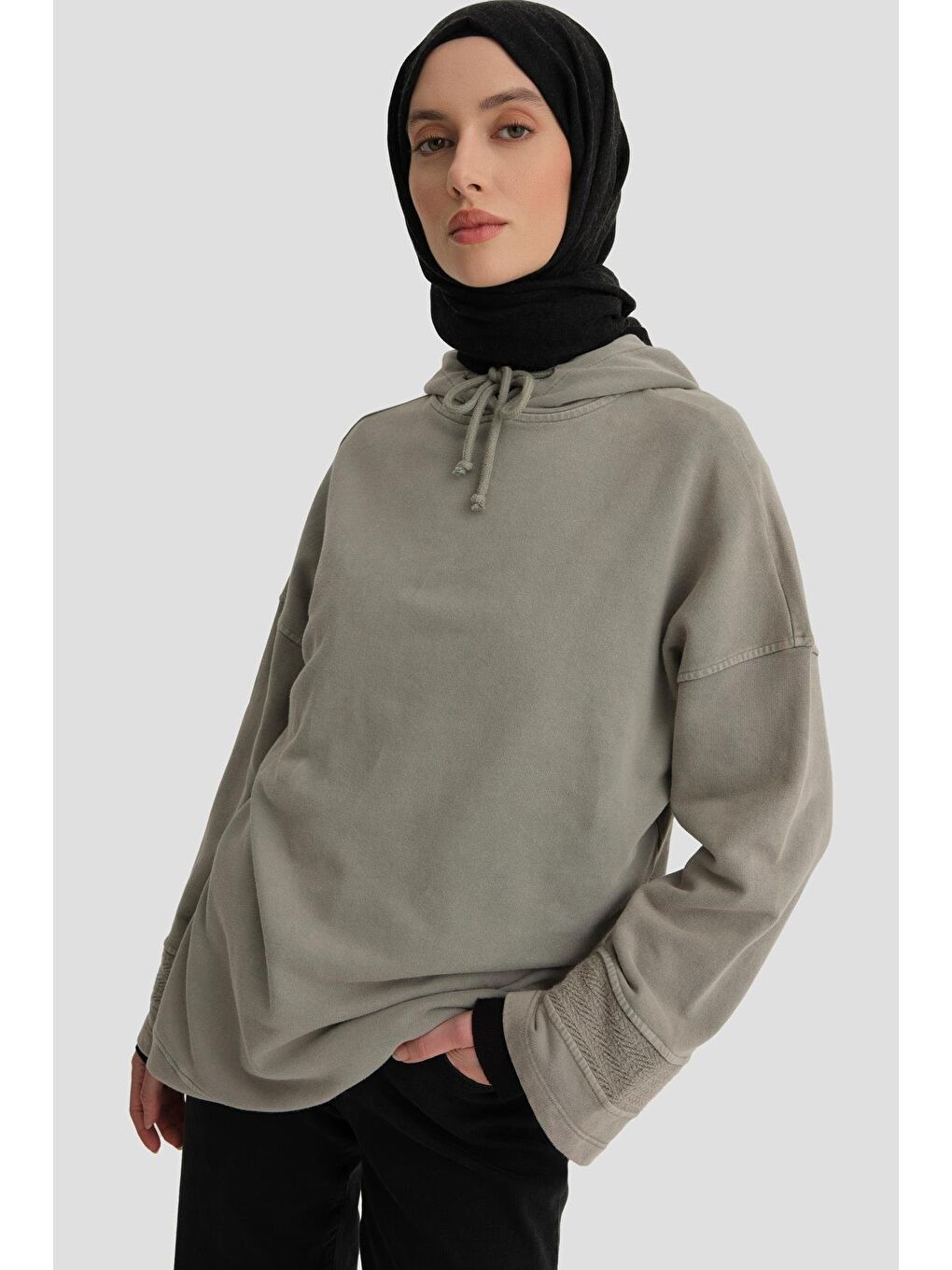 Karışık Yıkama Efektli Sweat 24Kd6804 Vizon-3