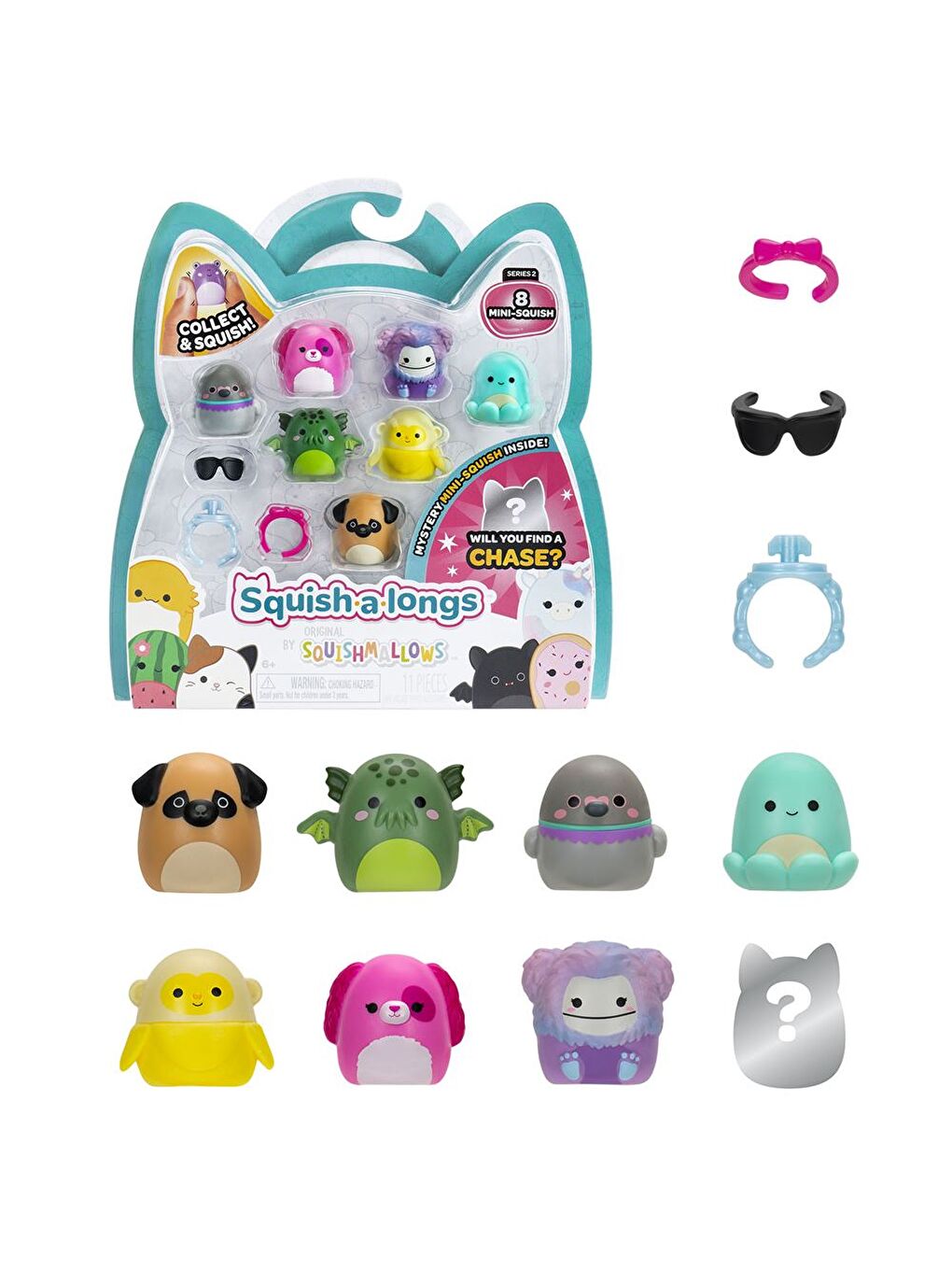 Squish-a-longs 8 Figür + Yüzük Set Seri 2 AL0024-1
