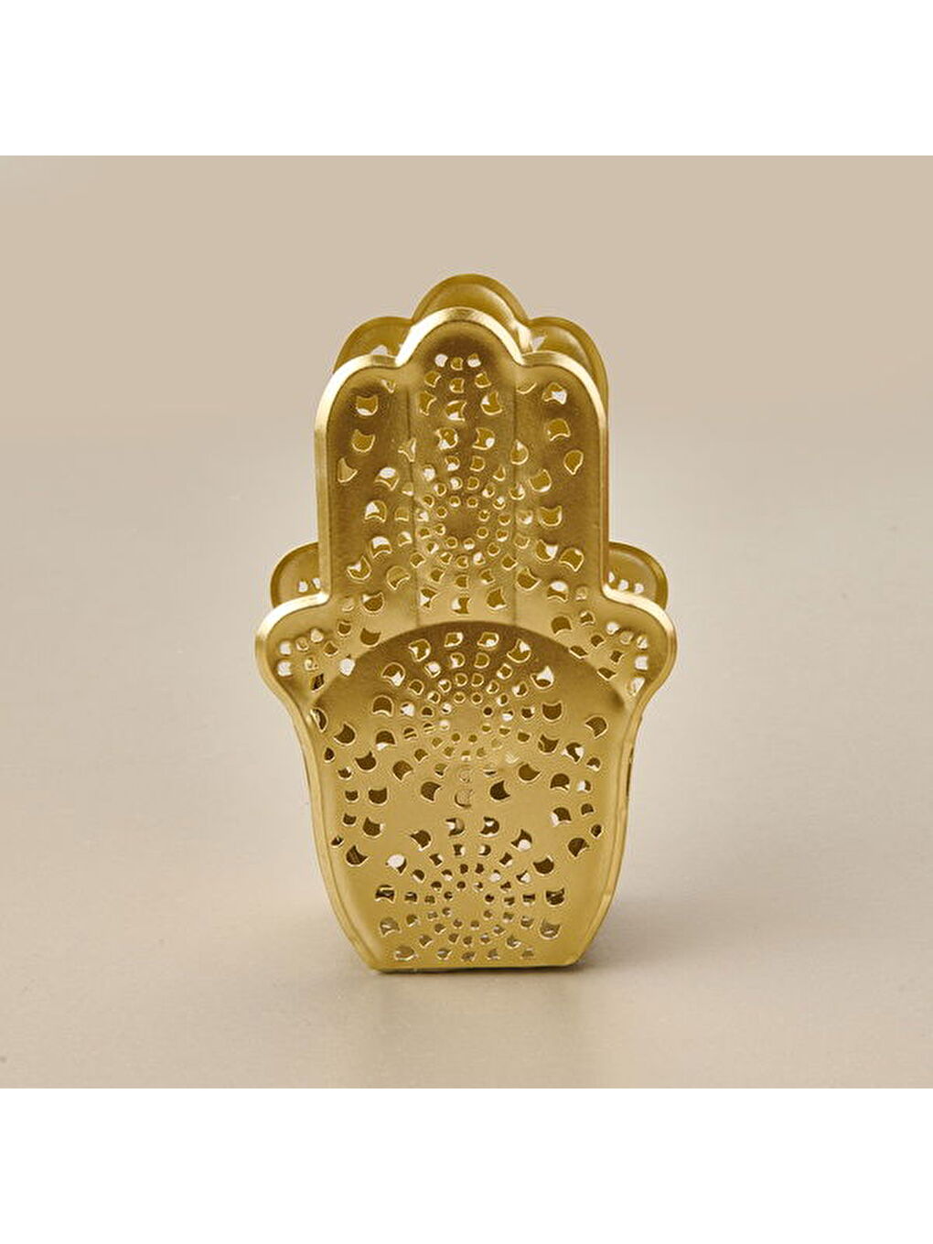 Sarı Etnik Metal Mumluk - Gold - 10 cm