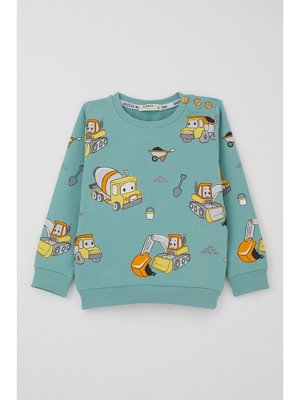 Turkuaz Erkek Çocuk Eşofman Takımı Küçük Operatör Çalışkan İş Makineleri Su Yeşili (1-4 Yaş)-1