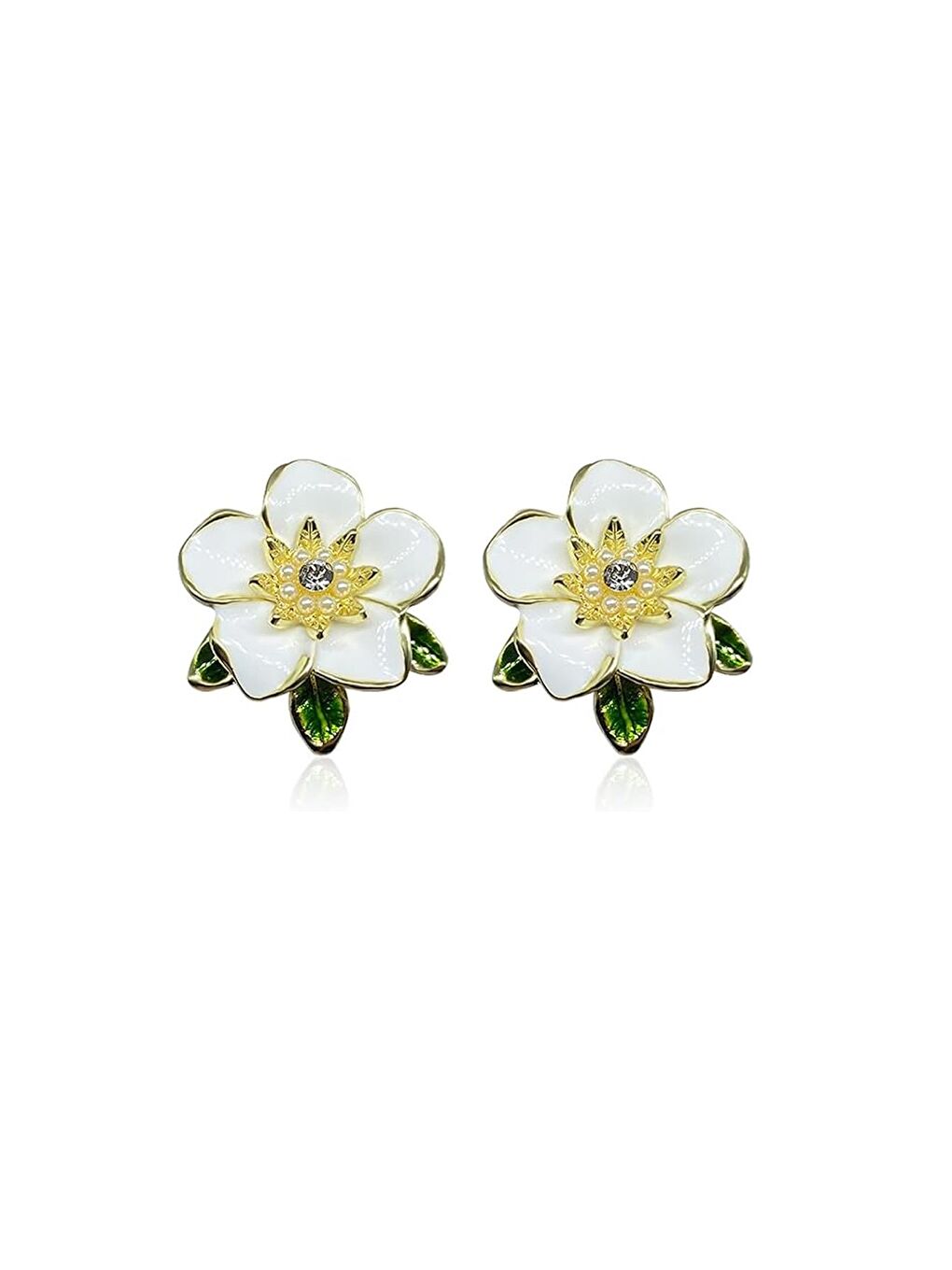 Sarı Mineli Yasemin Çiçekli Çivi Küpe-2