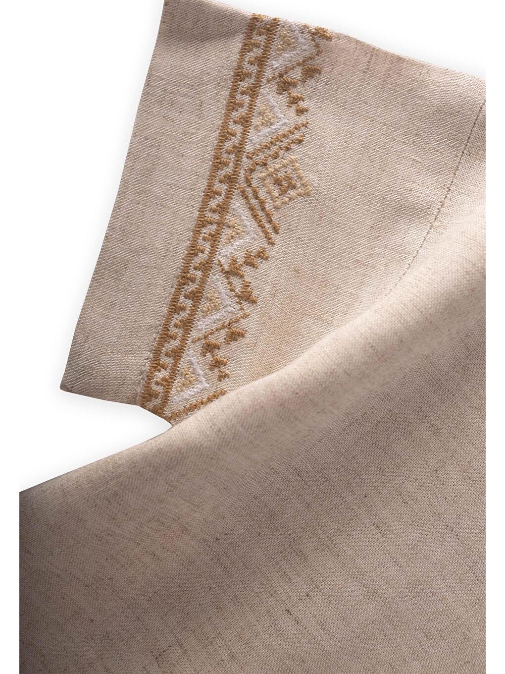 Ekru Kolları Nakışlı Gömlek Şort Keten Takım 2-7 Yaş Naturel-3