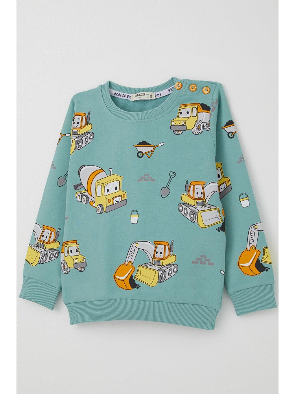 Turkuaz Erkek Çocuk Eşofman Takımı Küçük Operatör Çalışkan İş Makineleri Su Yeşili (1-4 Yaş)-5