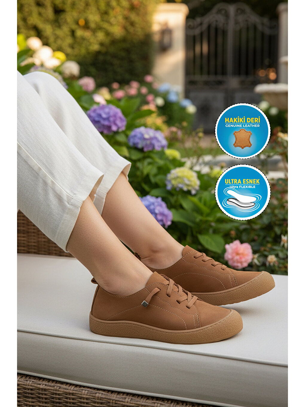 Kahverengi Taba Hakiki Deri Kadın Casual Ayakkabı 232 Z-2