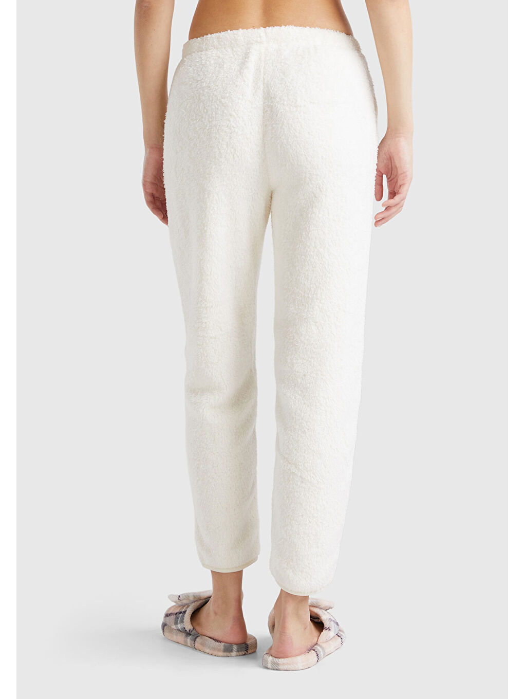 Ekru Kadın Krem Beli Elastik Rahat Kesim Jogger Pijama Altı-2