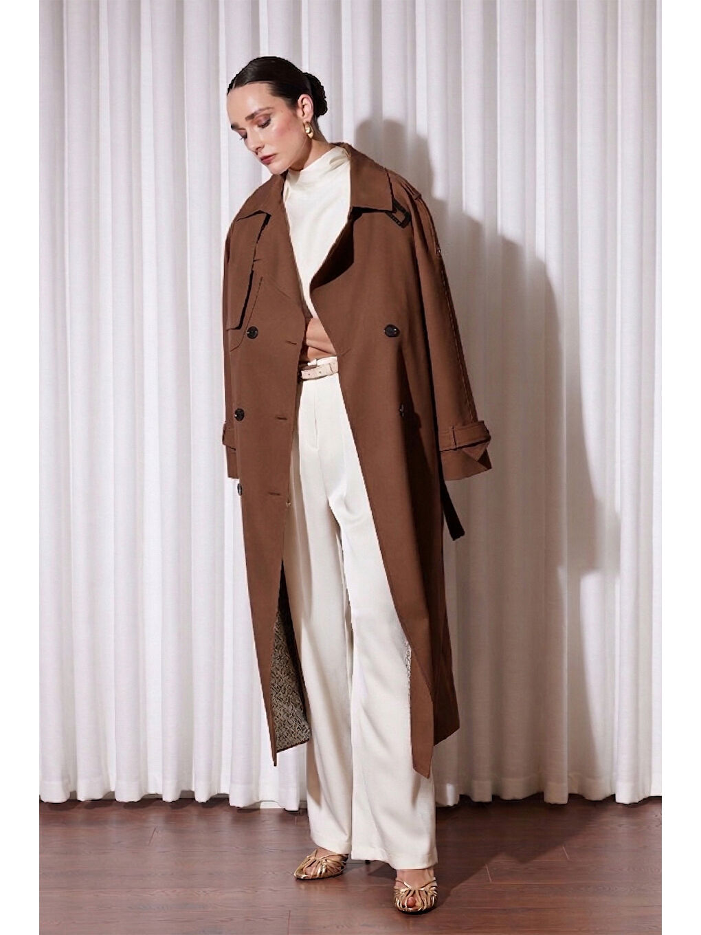 Missemramiss Rose  Astar Detaylı Trençkot 5343 Kahverengi-1