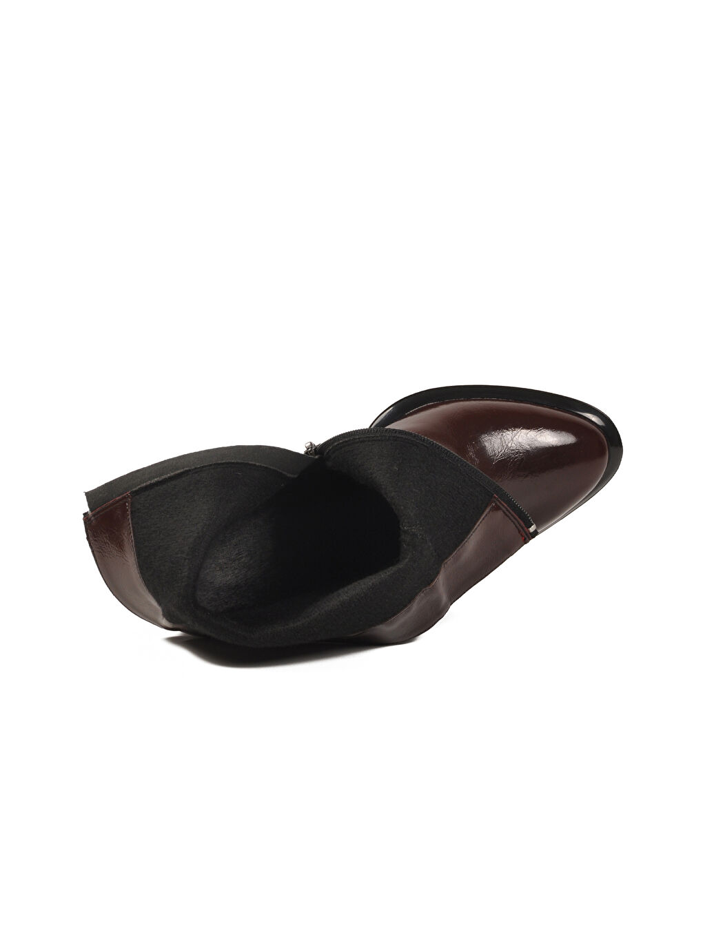 Bordo Polarlı Fermuarlı Kadın Topuklu Bot 878601 Z-3
