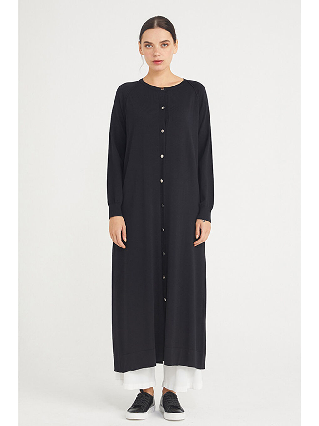 Merserize Tam Boy Triko Uzun Boy Hırka 512 Siyah