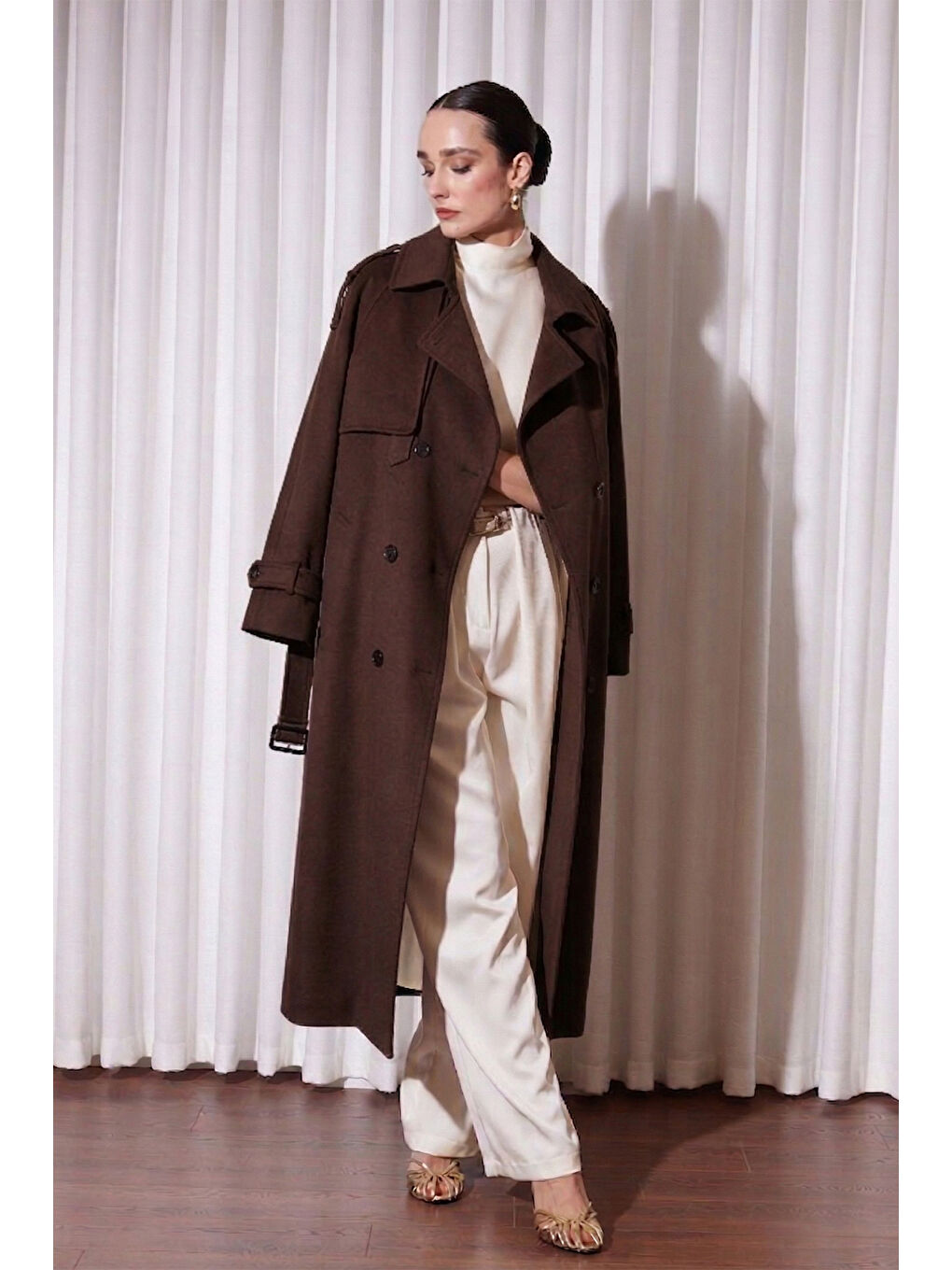 Missemramiss Rose  Astar Detaylı Trençkot 5343 Kahverengi-2