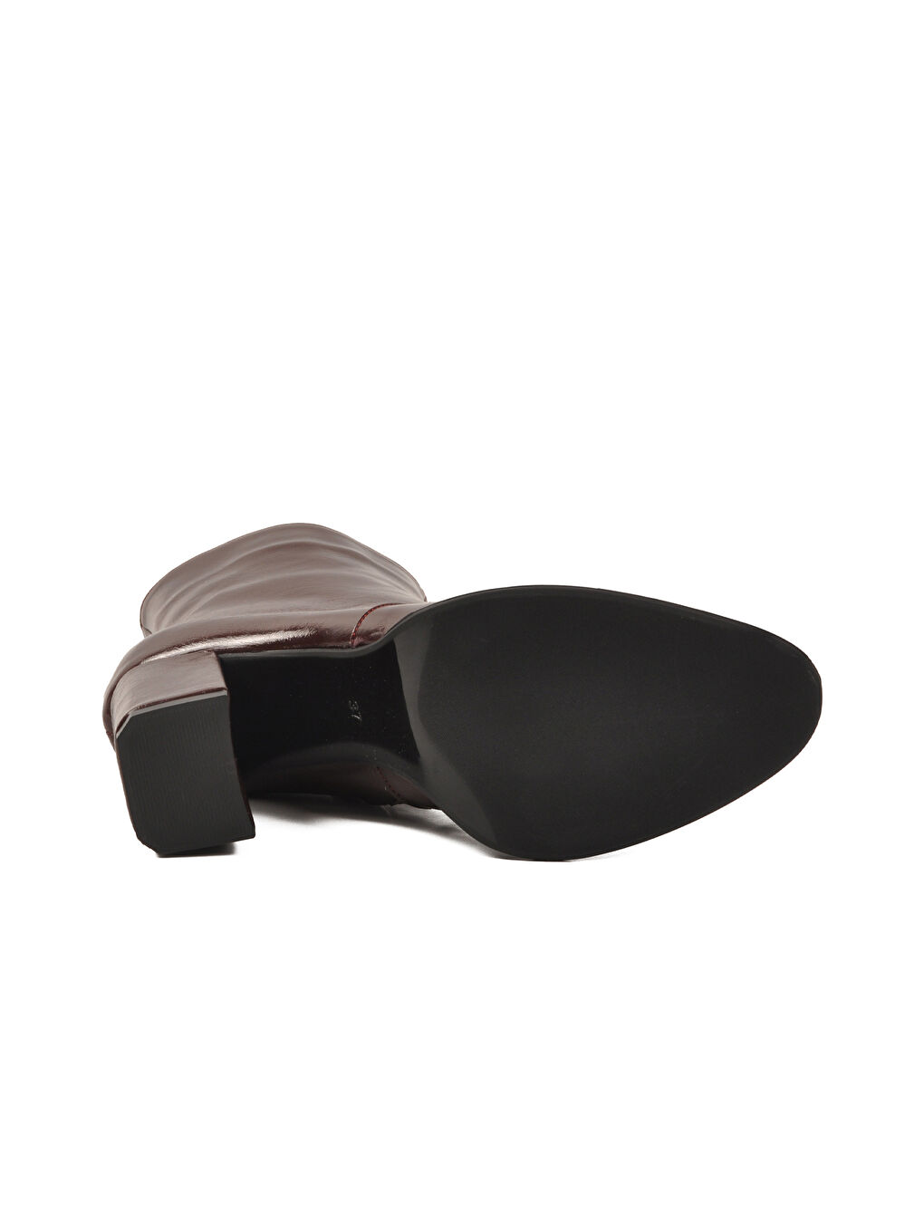 Bordo Polarlı Fermuarlı Kadın Topuklu Bot 878601 Z-4