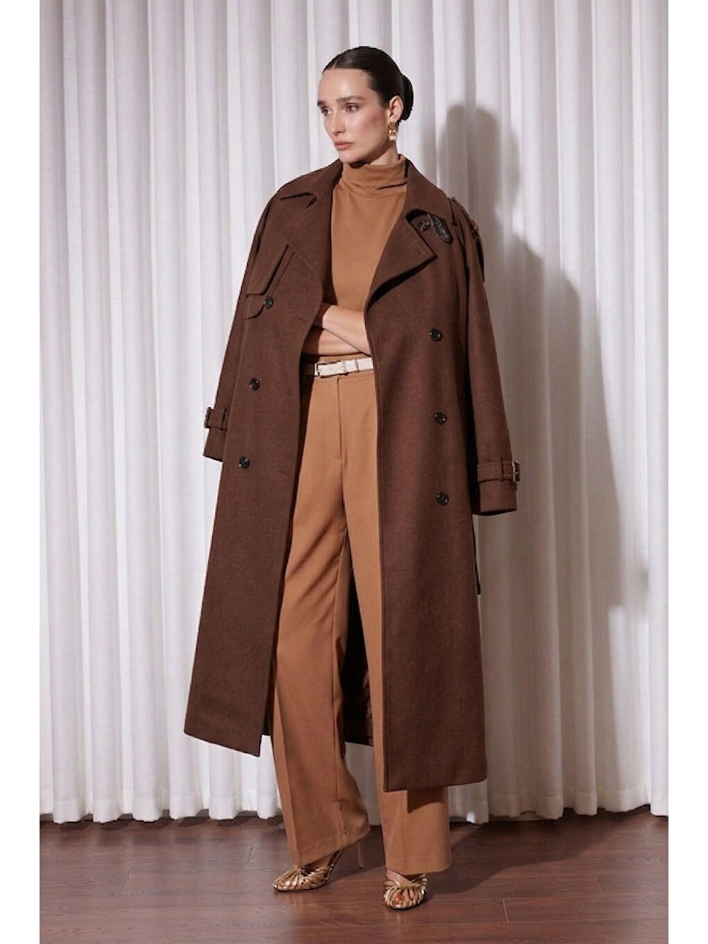 Missemramiss Rose  Astar Detaylı Trençkot 5343 Kahverengi-3