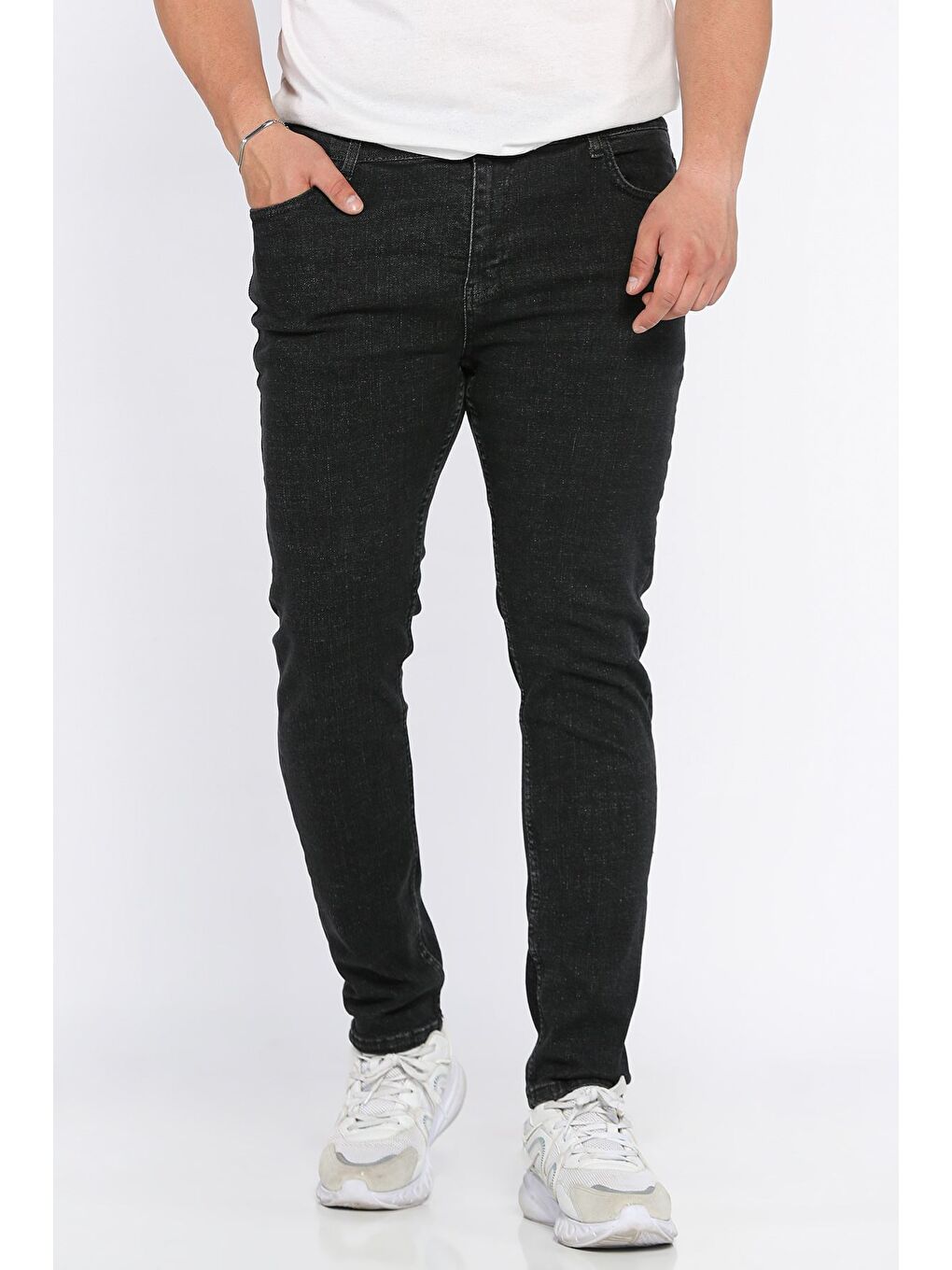 Antrasit Fermuarlı Erkek Slim Fit Jean Pantolon