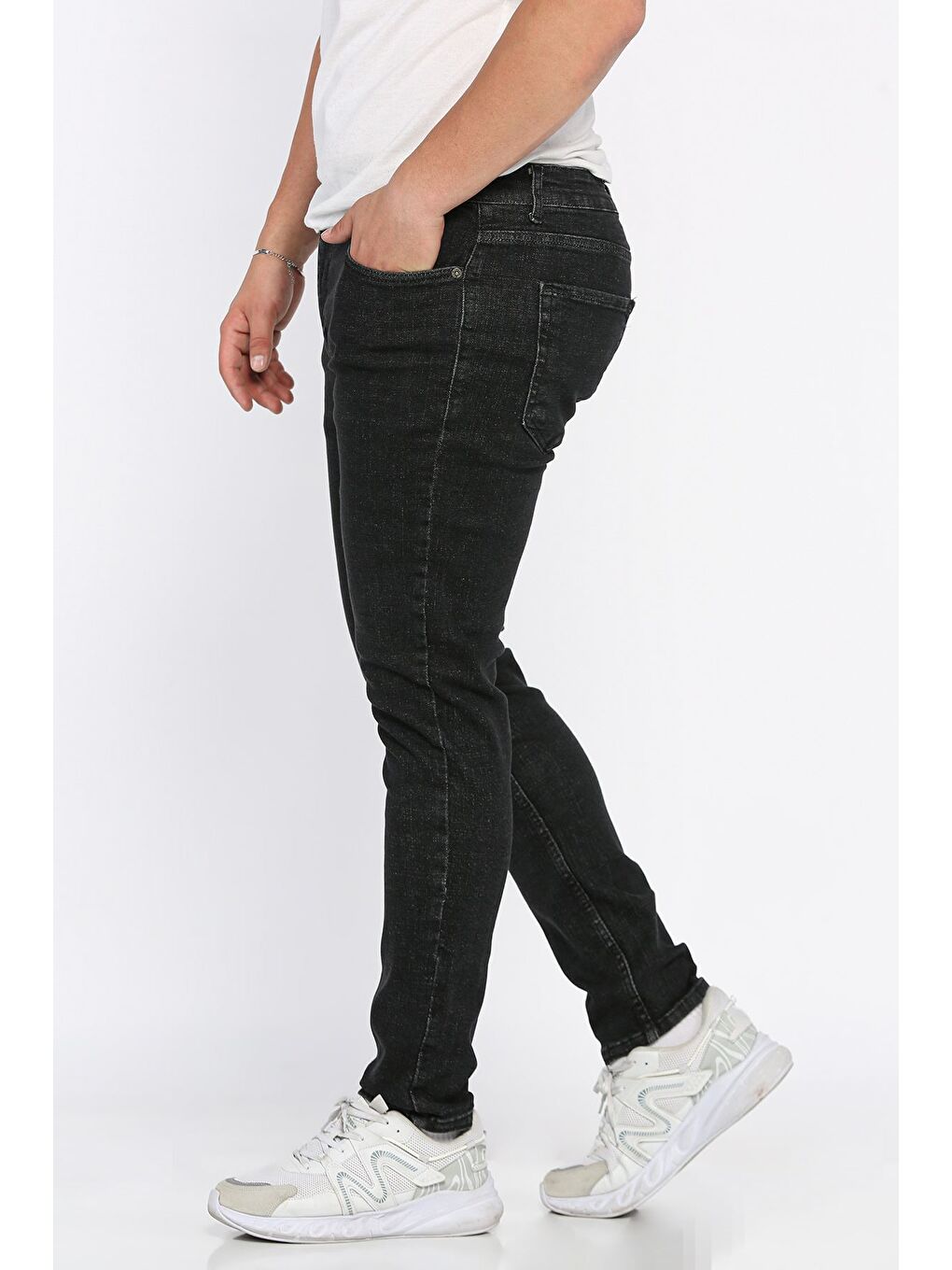 Antrasit Fermuarlı Erkek Slim Fit Jean Pantolon-1