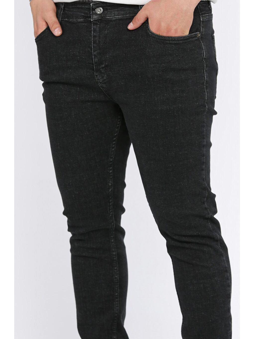 Antrasit Fermuarlı Erkek Slim Fit Jean Pantolon-3