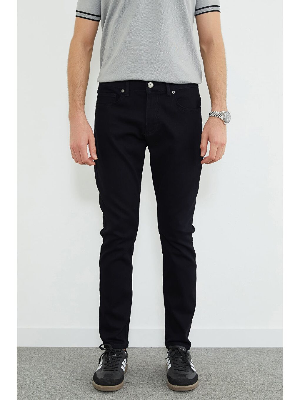 Mavi Düğmeli Fermuarlı Regular Fit Jean-2