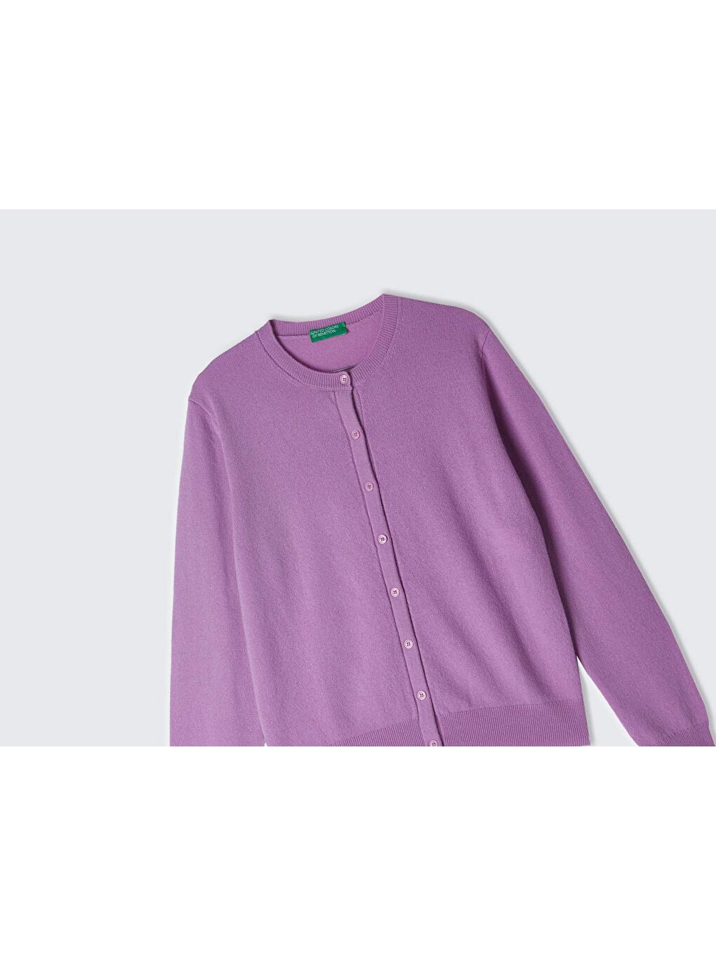 Kadın Lila %100 Kaşmir Yuvarlak Yaka Önü Düğme İliklemeli Hırka-1