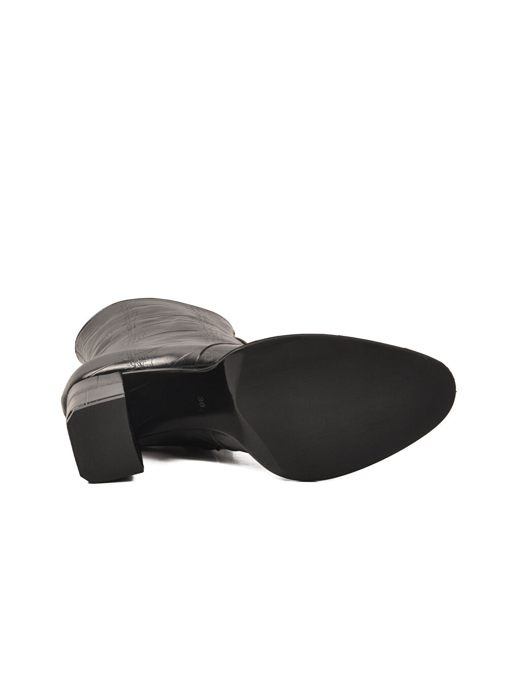 Siyah Kroko Polarlı Fermuarlı Kadın Topuklu Bot 878601 Z-4