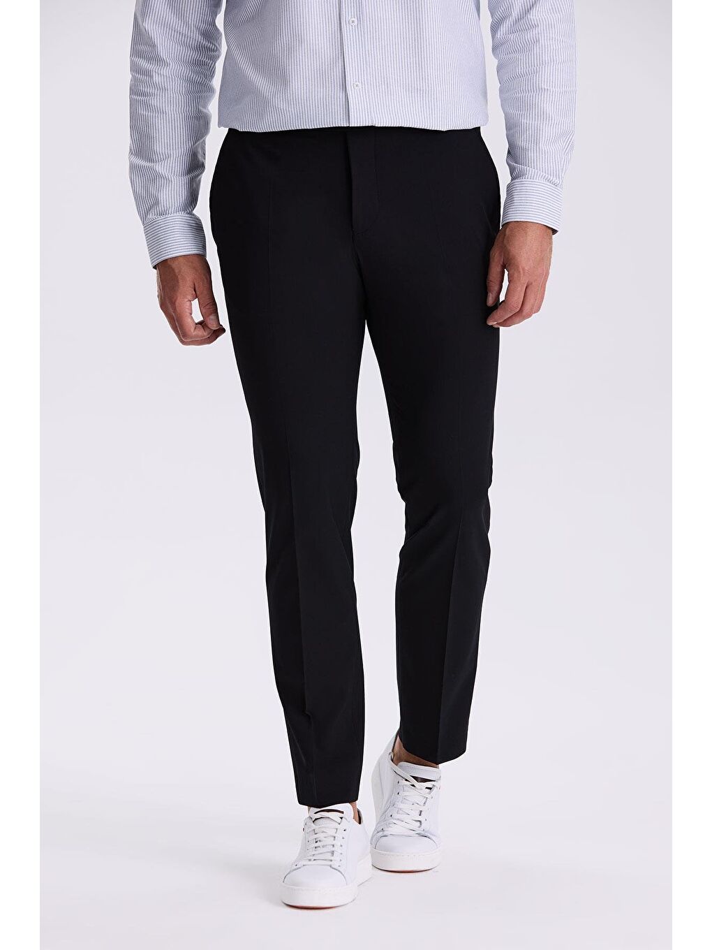 Siyah Comfort Fit Bambu Karışımlı Rahat Kesim Esnek Kumaş Pantolon-1