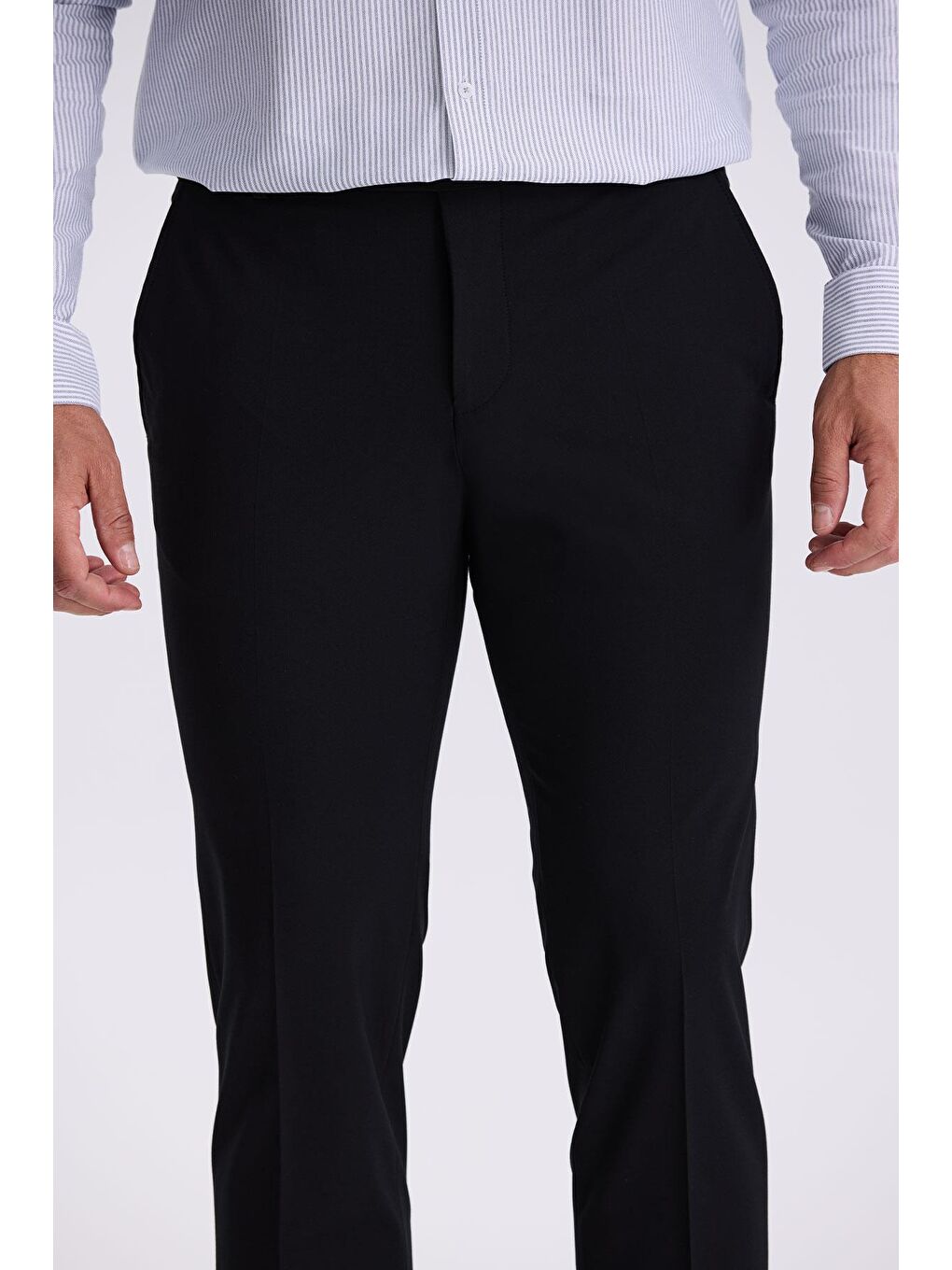 Siyah Comfort Fit Bambu Karışımlı Rahat Kesim Esnek Kumaş Pantolon-2