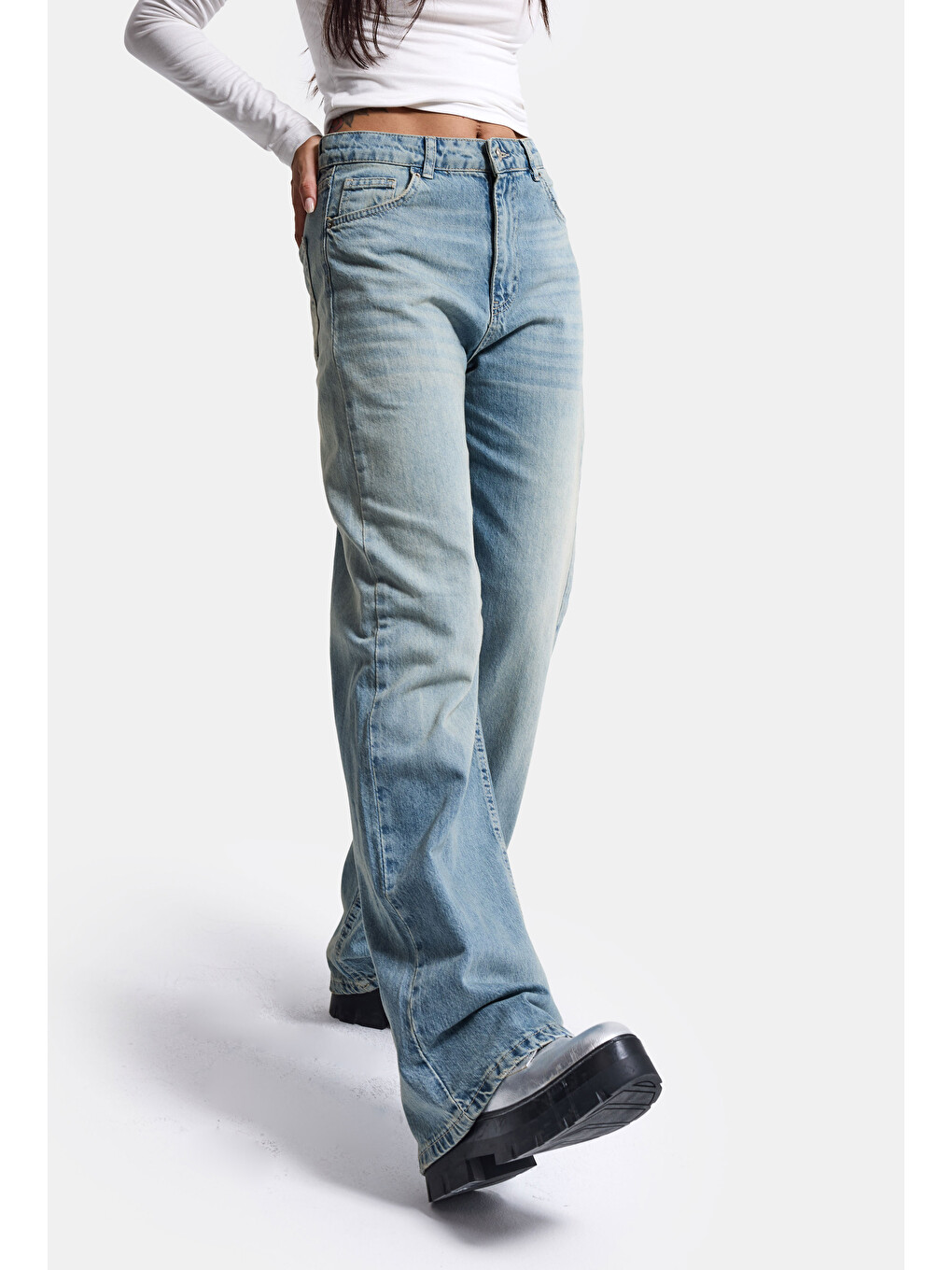 Mavi Kadın Jean Renk 4s6-32 Straight Fit Yüksek Bel Denim Jean-6