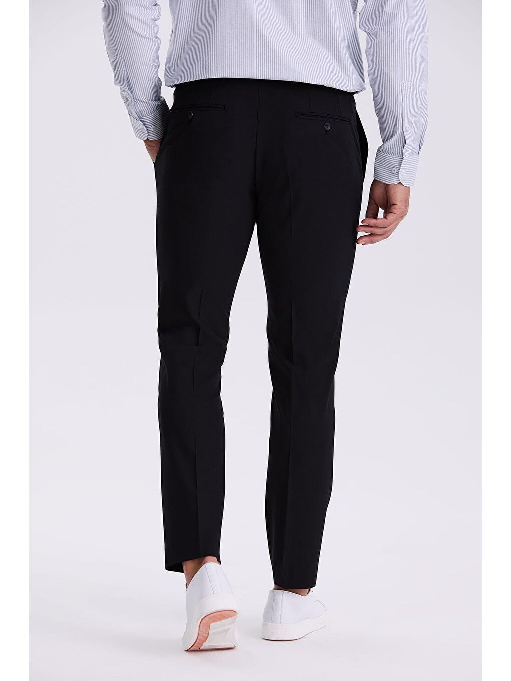 Siyah Comfort Fit Bambu Karışımlı Rahat Kesim Esnek Kumaş Pantolon-3