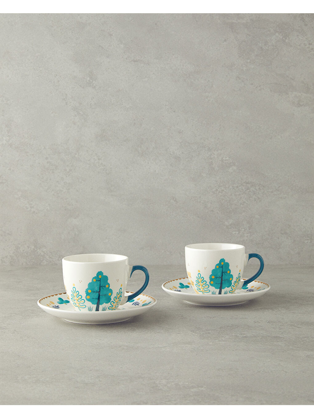 Love Jungle New Bone China Fincan Takımı 4 Parça 2 Kişilik Yeşil