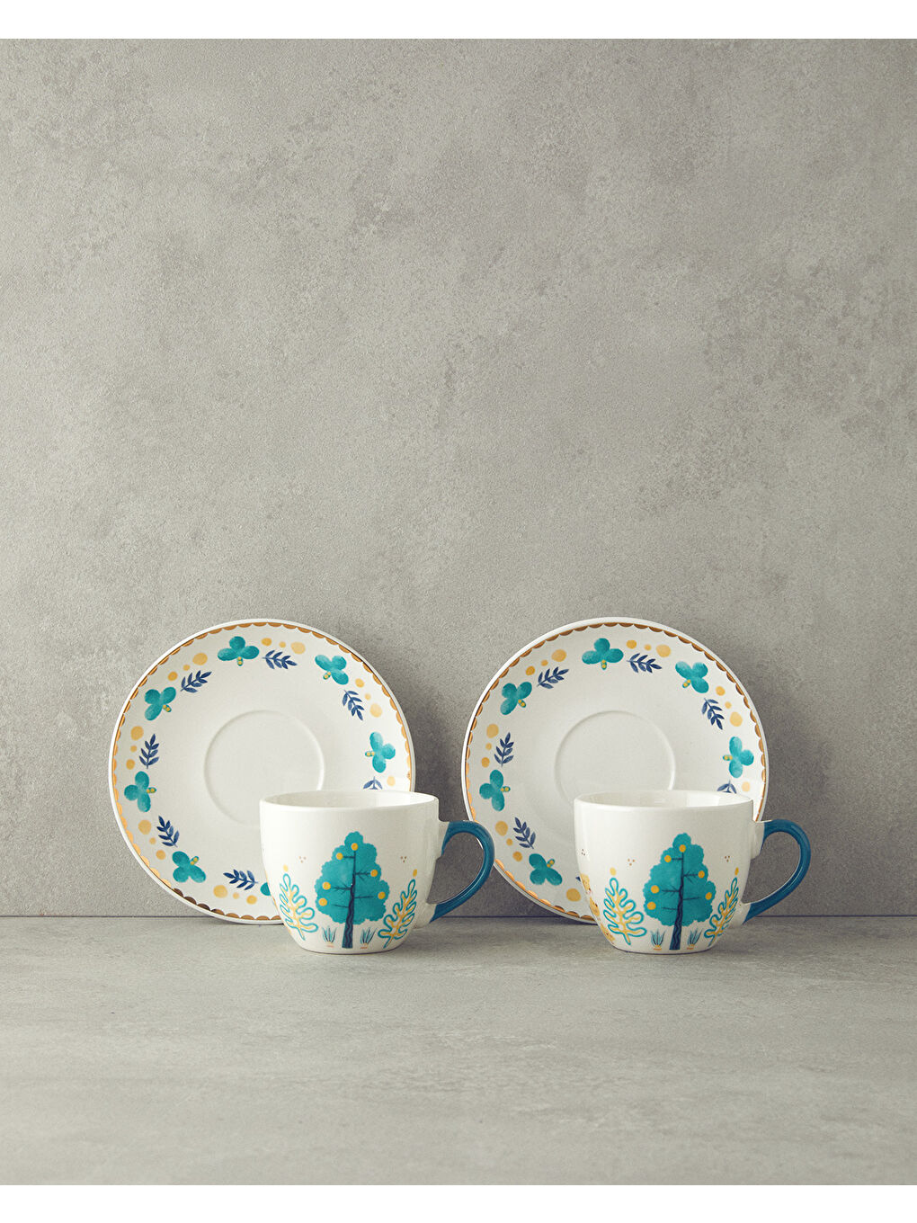 Love Jungle New Bone China Fincan Takımı 4 Parça 2 Kişilik Yeşil-2