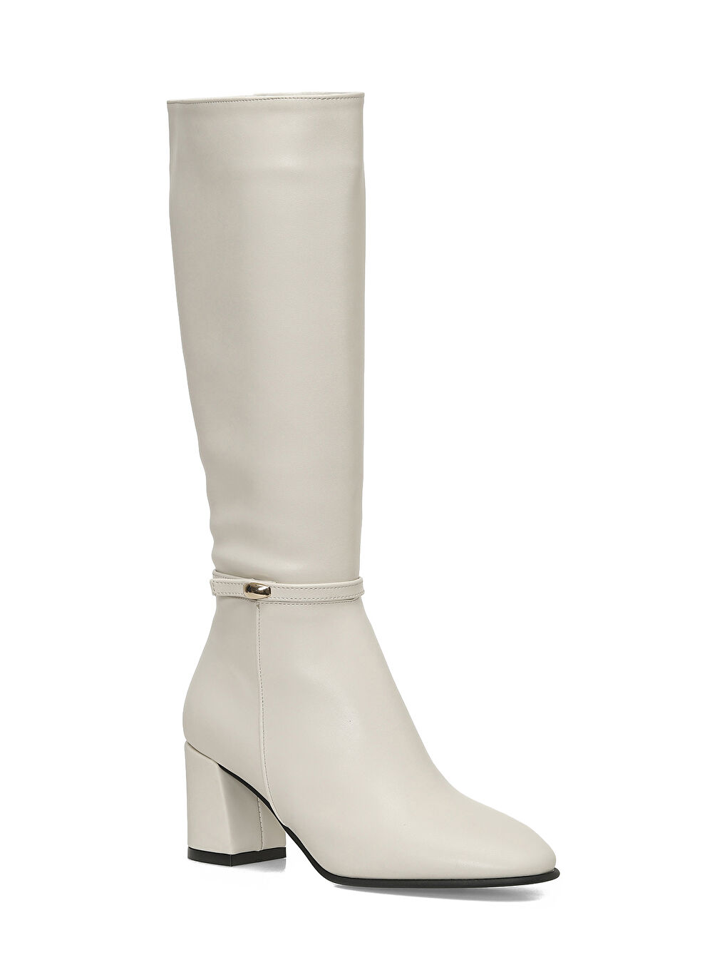 25K-7049 5PR Bej Kadın Topuklu Çizme-1