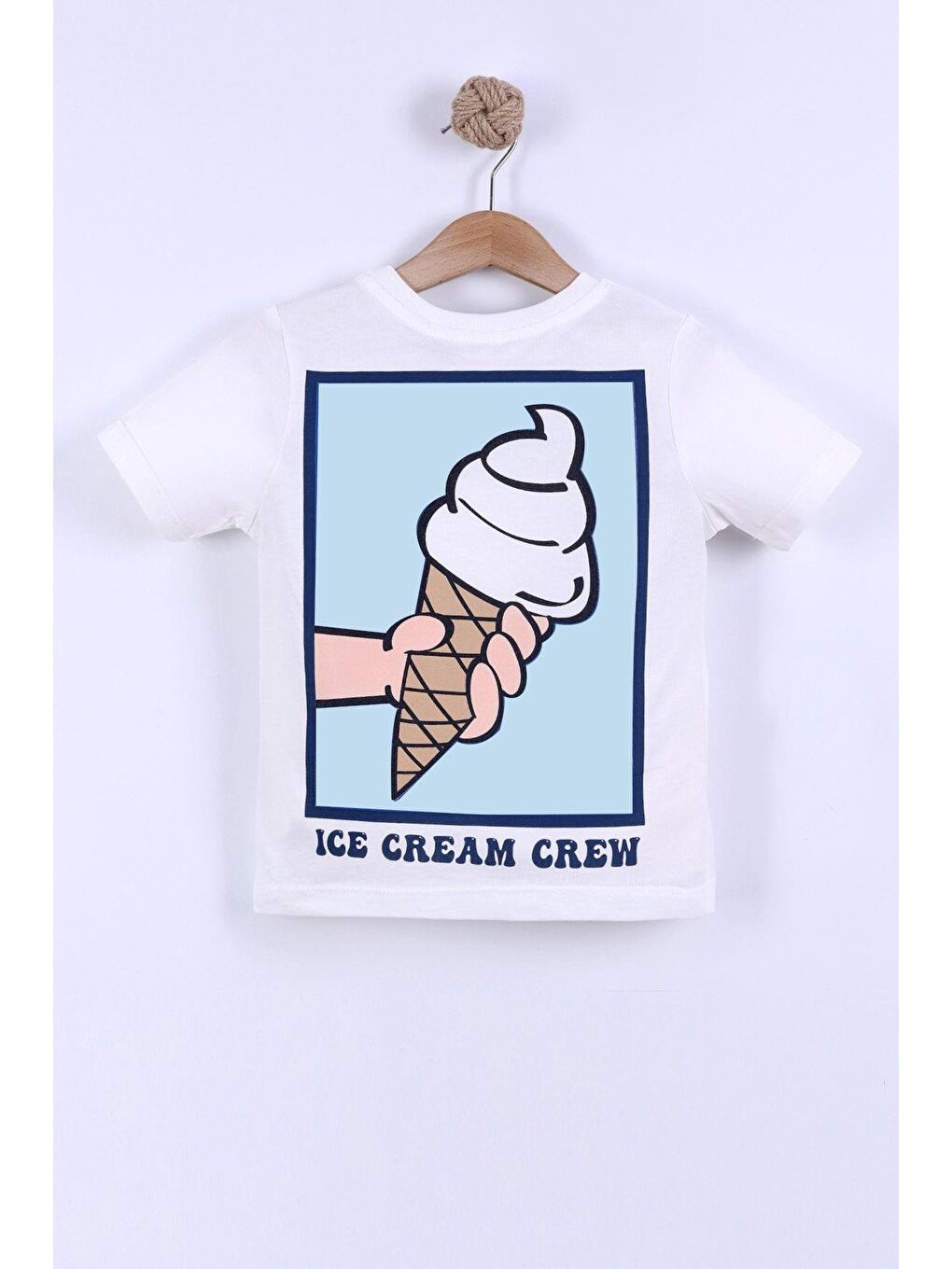 Turkuaz Erkek Çocuk Dondurma Baskılı Pamuklu Tshirt Ve Çizgili Şort Alt Üst Takım-1