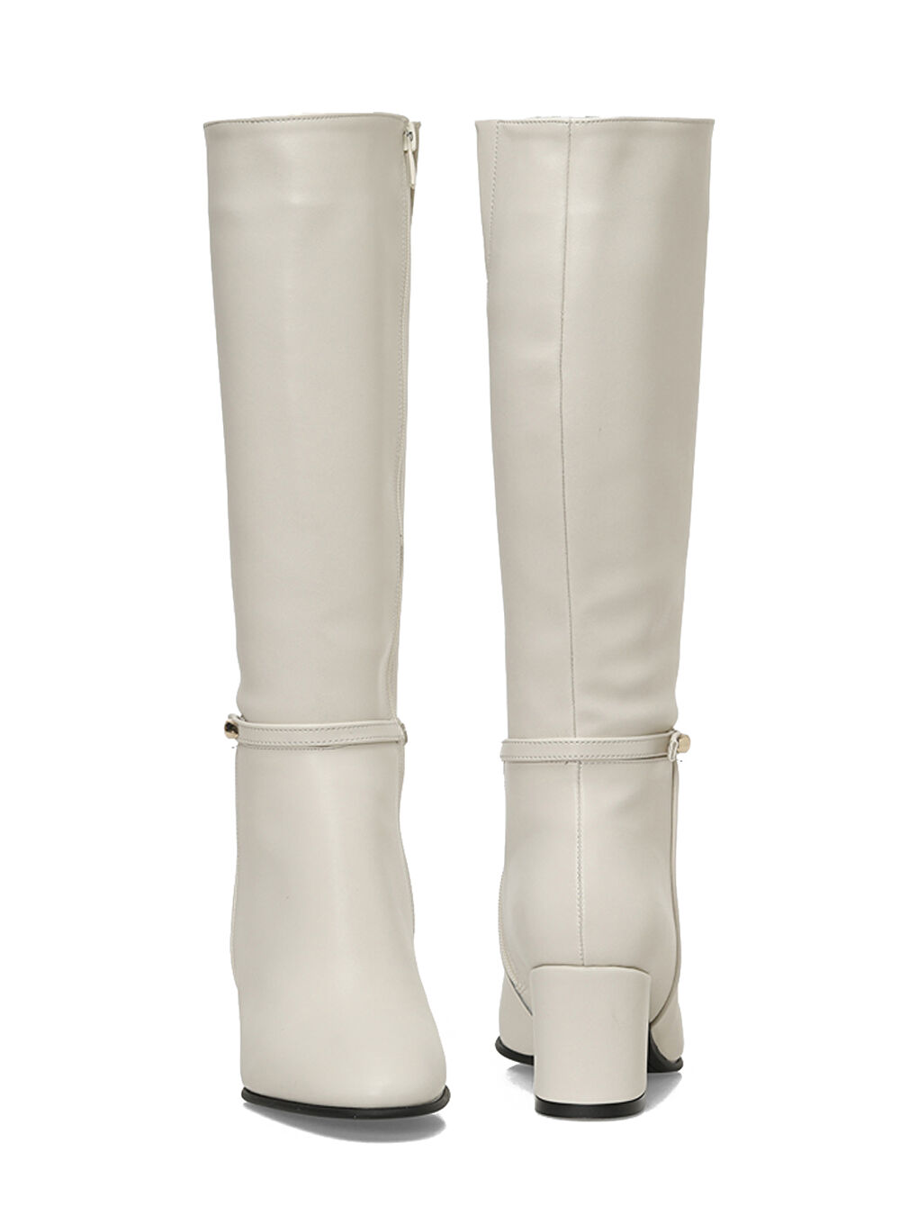 25K-7049 5PR Bej Kadın Topuklu Çizme-3