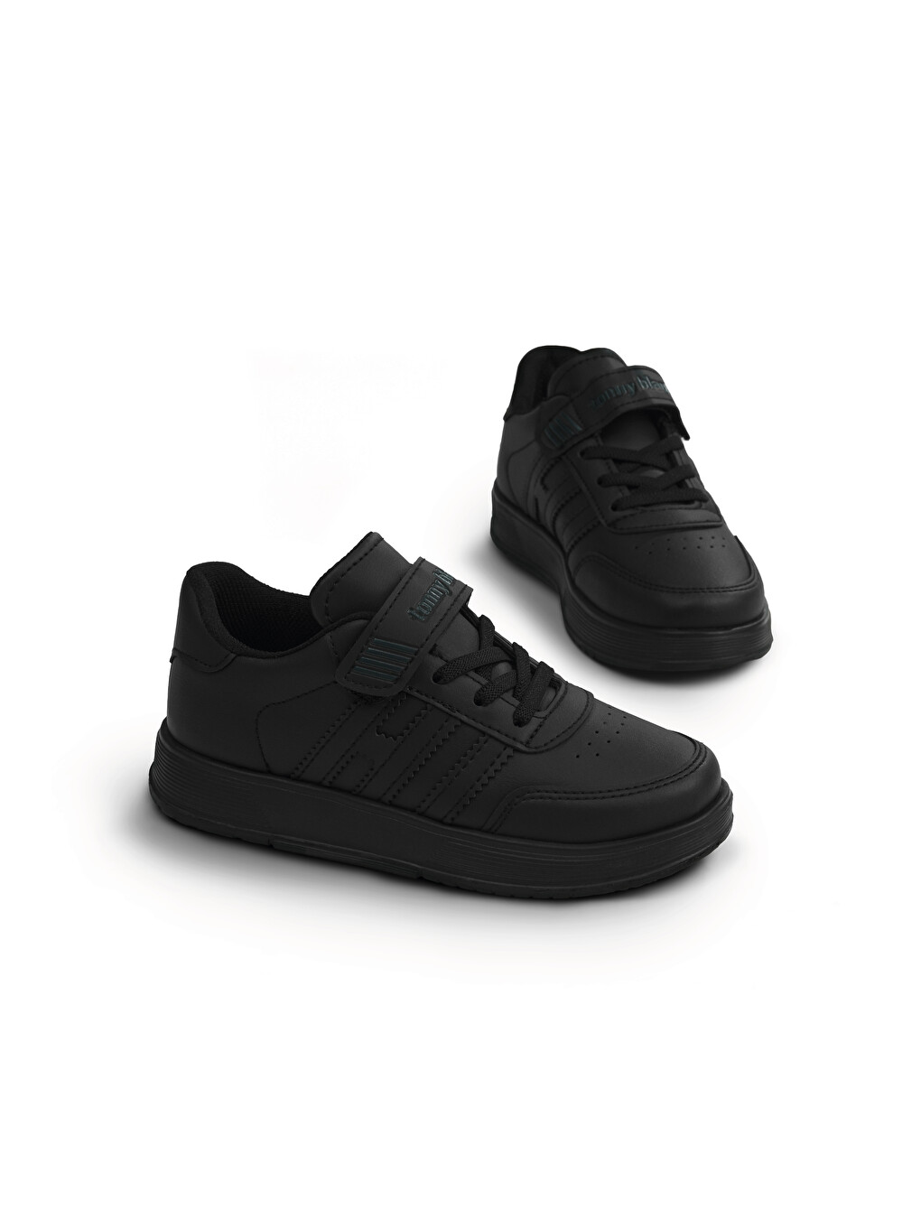 Çocuk Unisex Siyah Rahat Kalıp Düz Hafif Tabanlı Sneaker