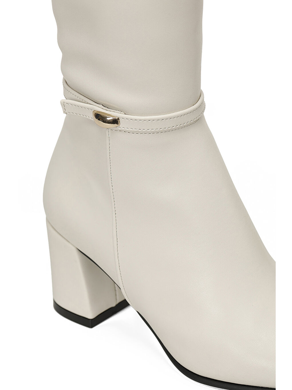 25K-7049 5PR Bej Kadın Topuklu Çizme-5