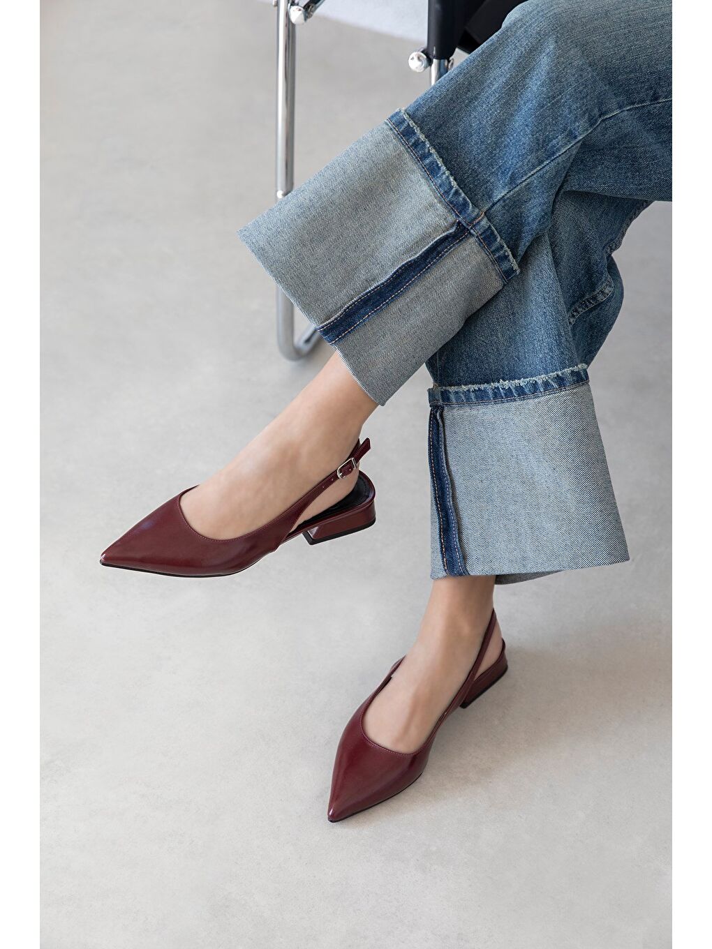 Jesse Kadın Topuklu Kırışık Deri Ayakkabı Bordo
