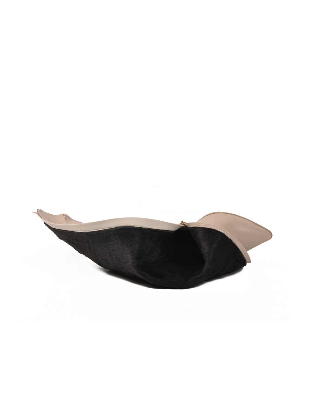 Bej Ten İçi Kürklü Fermuarlı Kadın İnce Topuklu Çizme 9652013 Z-3