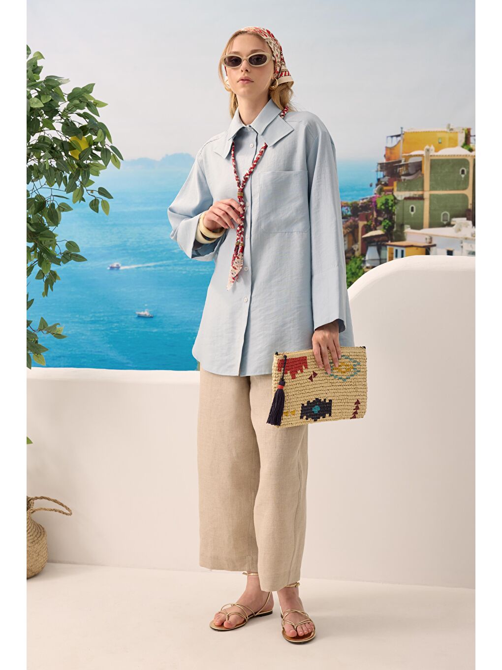 Çift Yakalı Gömlek Bebe Mavi