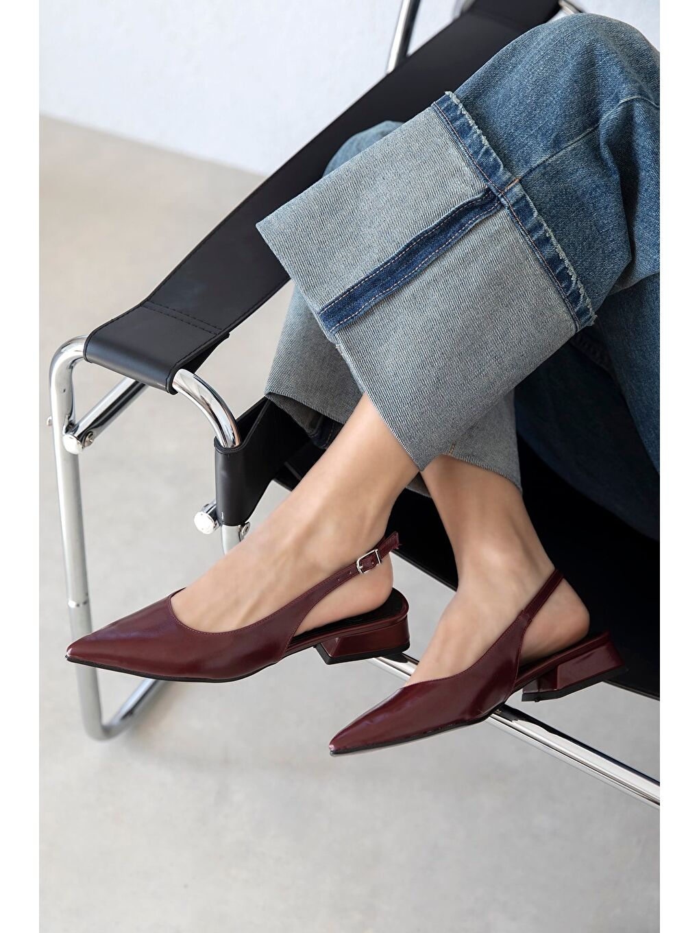 Jesse Kadın Topuklu Kırışık Deri Ayakkabı Bordo-1