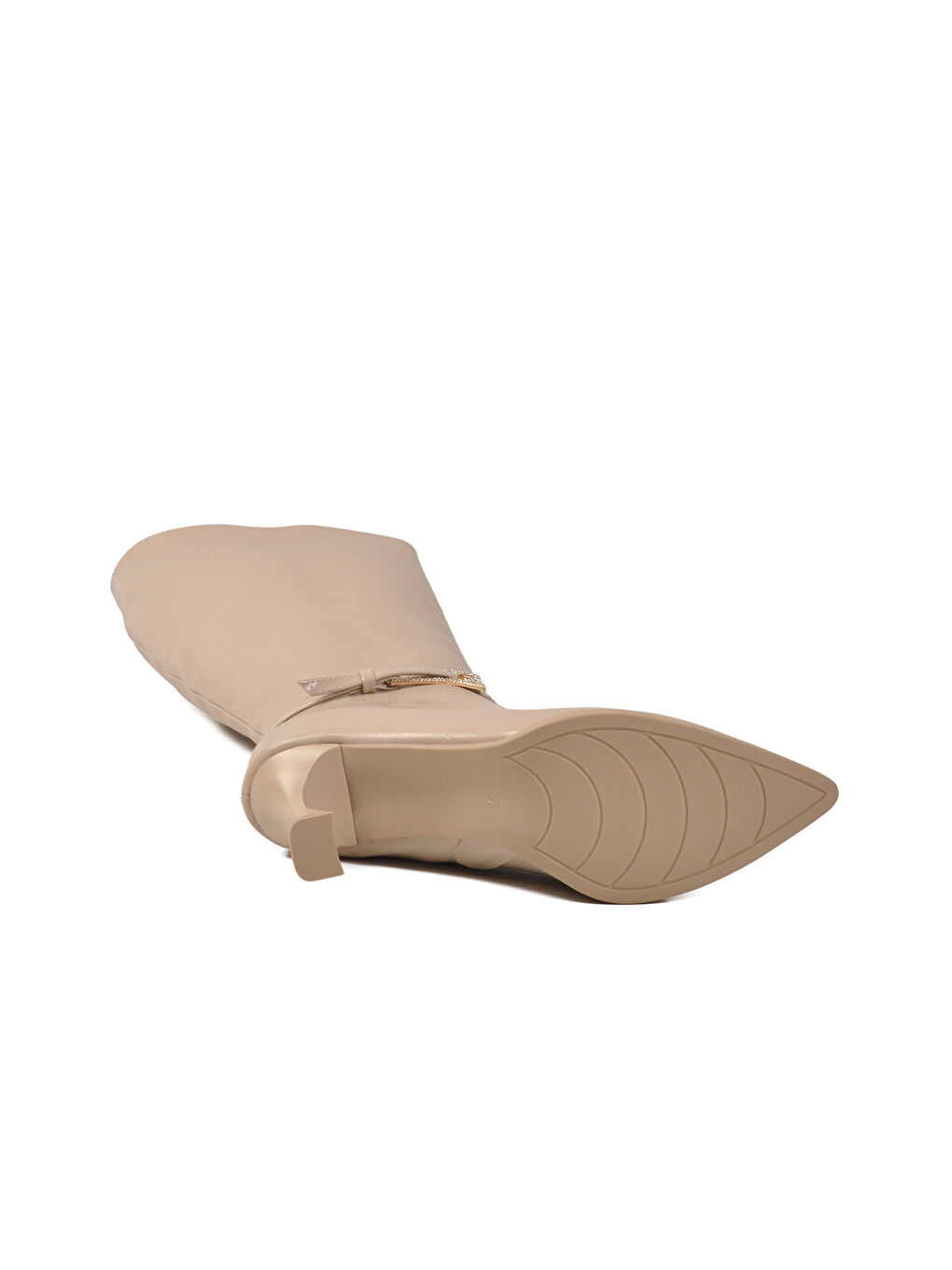 Bej Ten İçi Kürklü Fermuarlı Kadın İnce Topuklu Çizme 9652013 Z-4