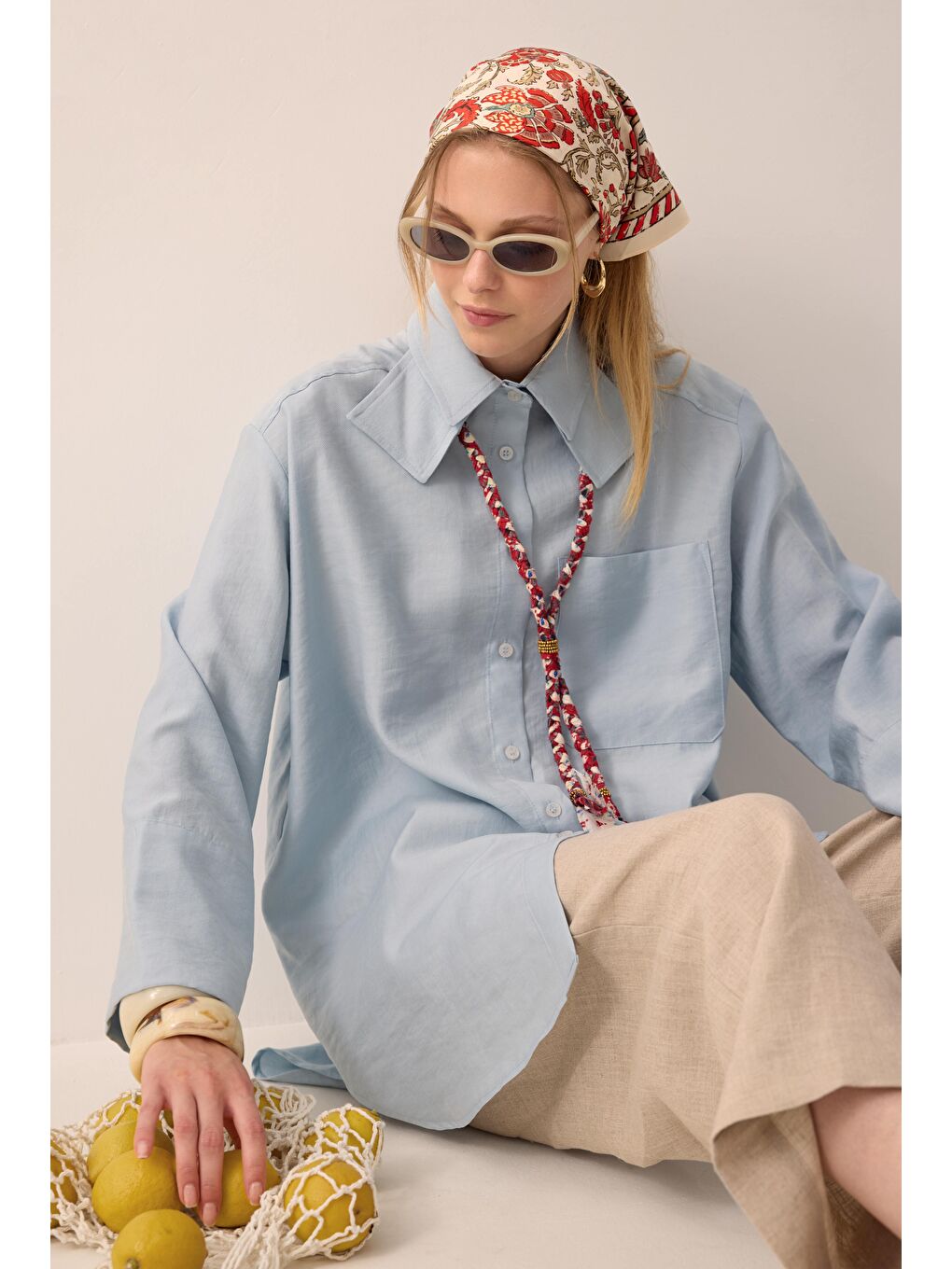 Çift Yakalı Gömlek Bebe Mavi-1