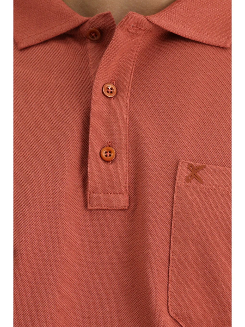 Kahverengi Regular Fit Pamuk Nakışlı Cepli Kıvrılmaz Polo Yaka Tişört-4