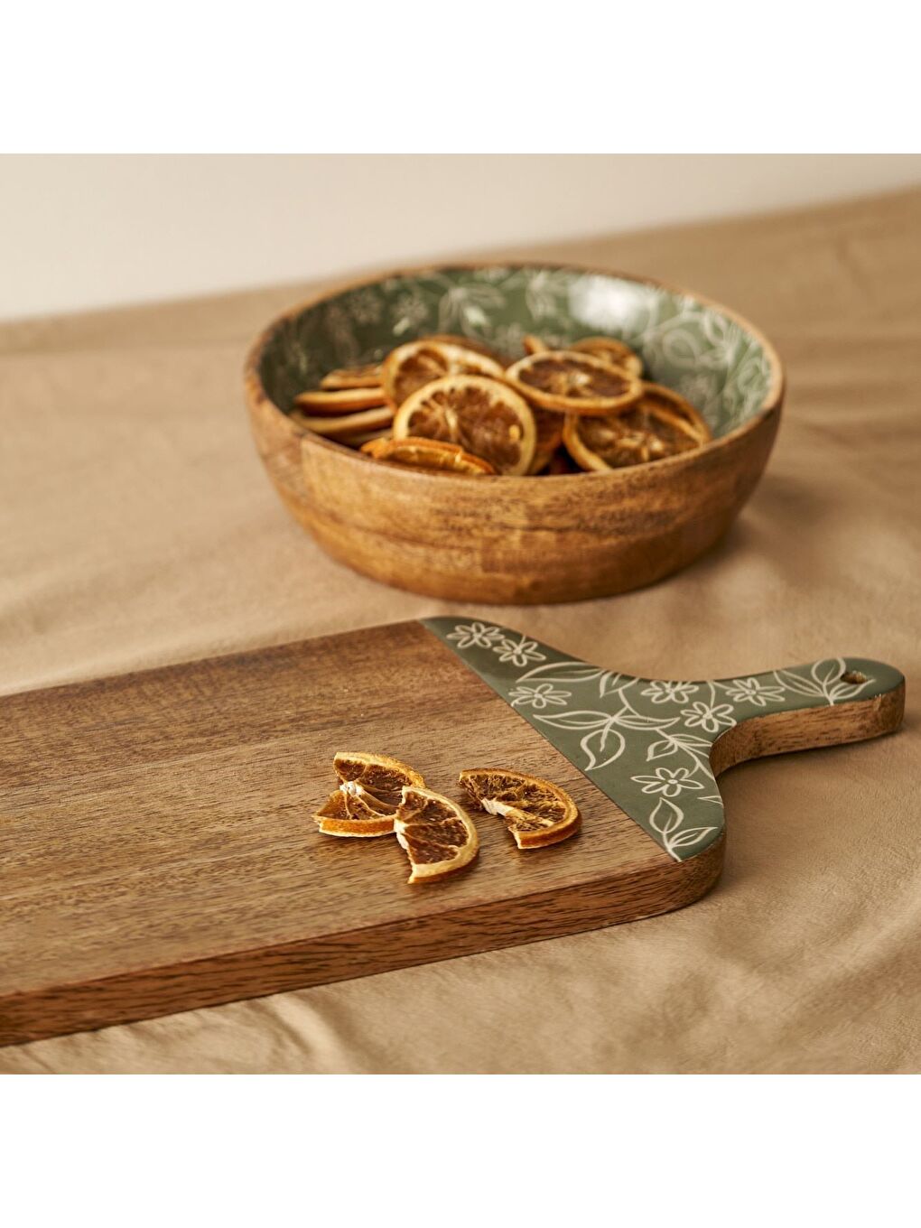 Floral Mango Sunum Tahtası Yeşil (40x20x2 cm)-3